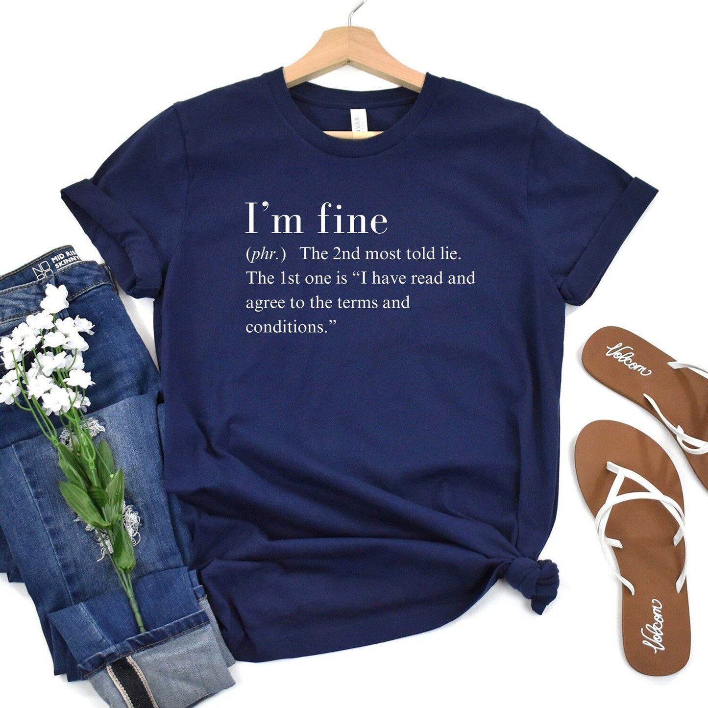 Funny Quote Sarcastic I'm Fine T-Shirt Gift | Best Friend Comfortable Sleep Yoga Workout Teen Lounge Tee Shirt