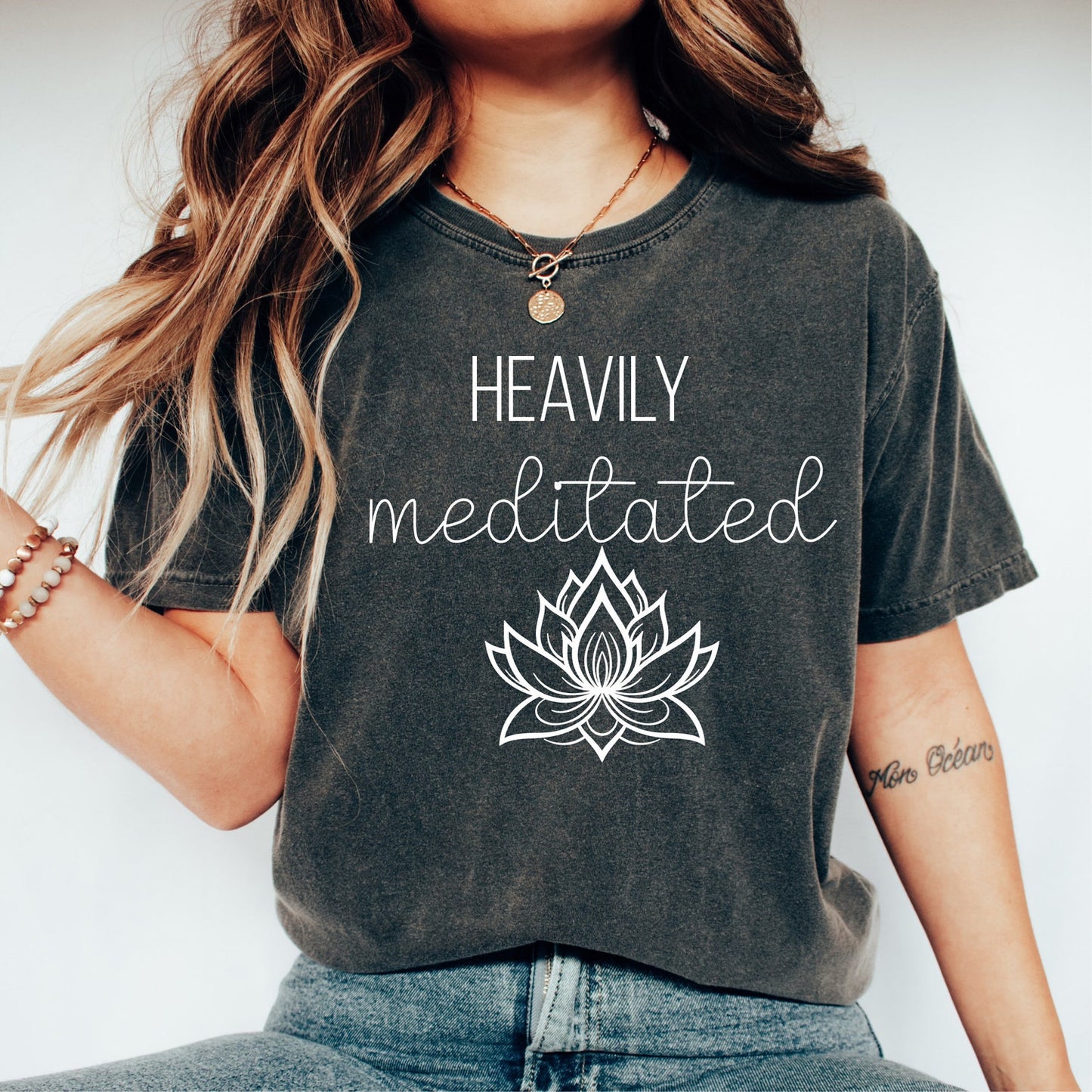Heavily meditated Yoga Shirt, Meditation T-Shirt, Pilates Namaste Shirt, Yoga Gifts For Her, Mental Health Shirt, Motivational Women Tshirt