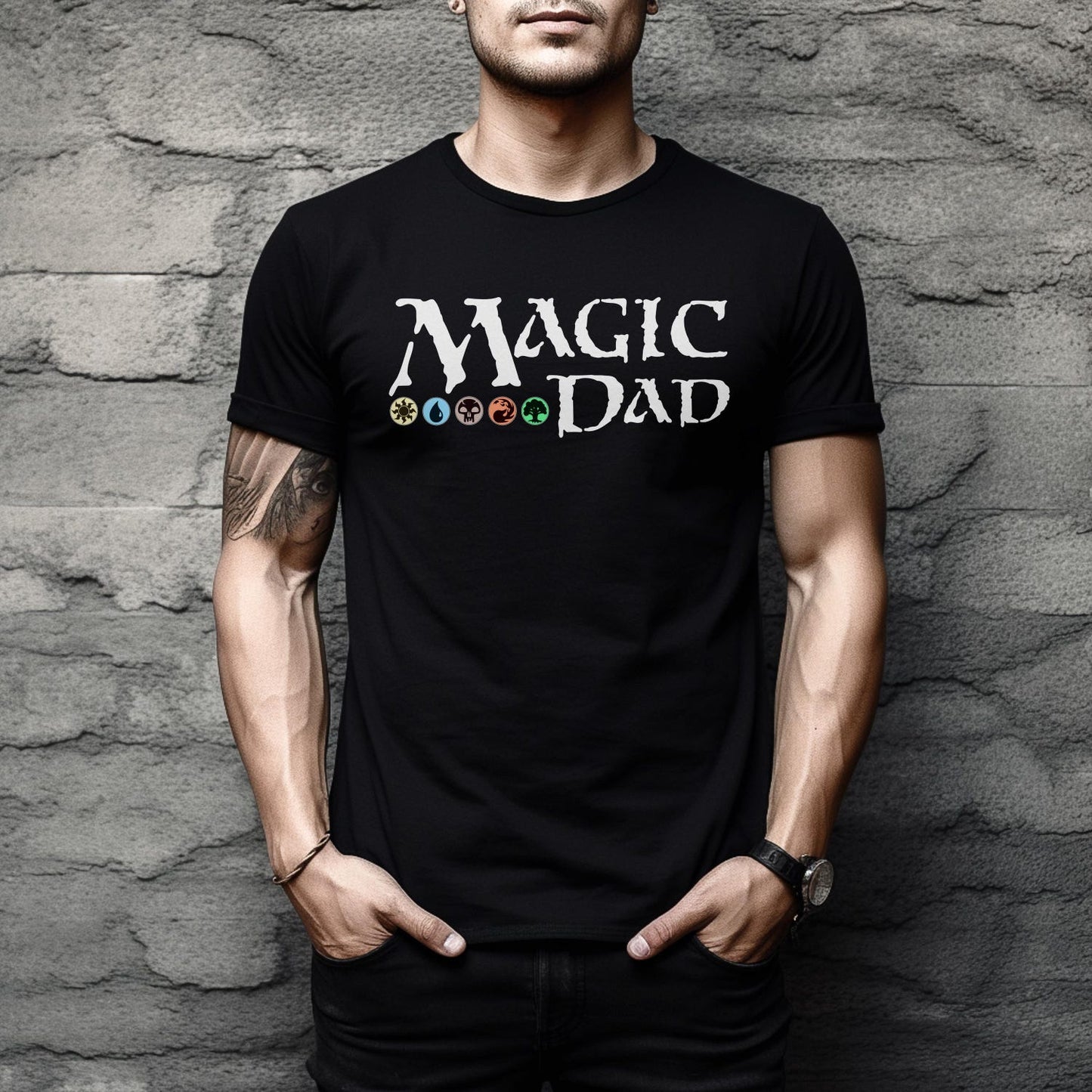 MTG MAGIC DAD! Perfect gift for any Magic the Gathering Fan! Funny Unique mtg Father's Day Gift Funny Gamer Shirt Magic Card Pack Cards Game