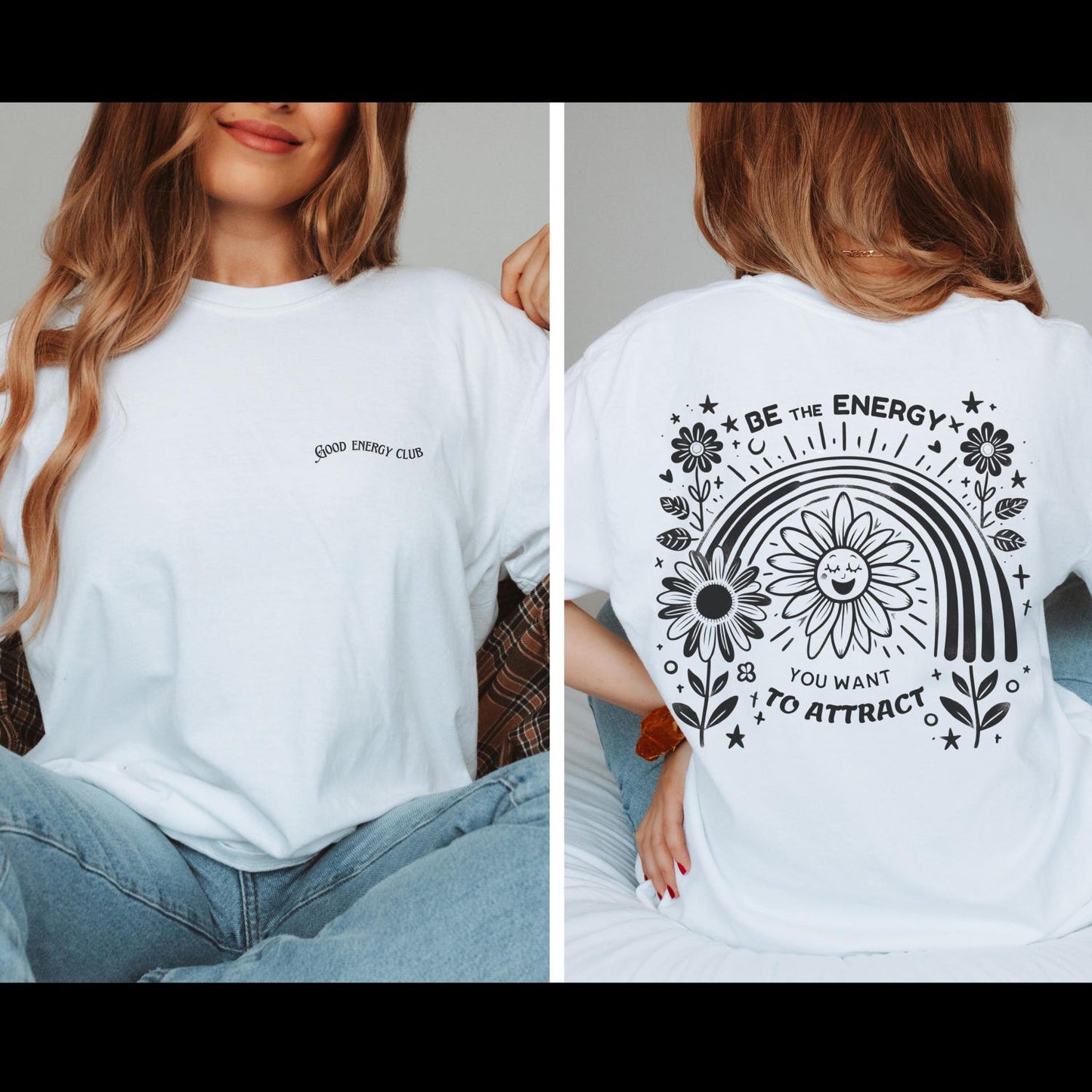 Positive Energy tee | Good Energy Club Sunflower Motivational Be The Energy Attract Spiritual Flower Tee