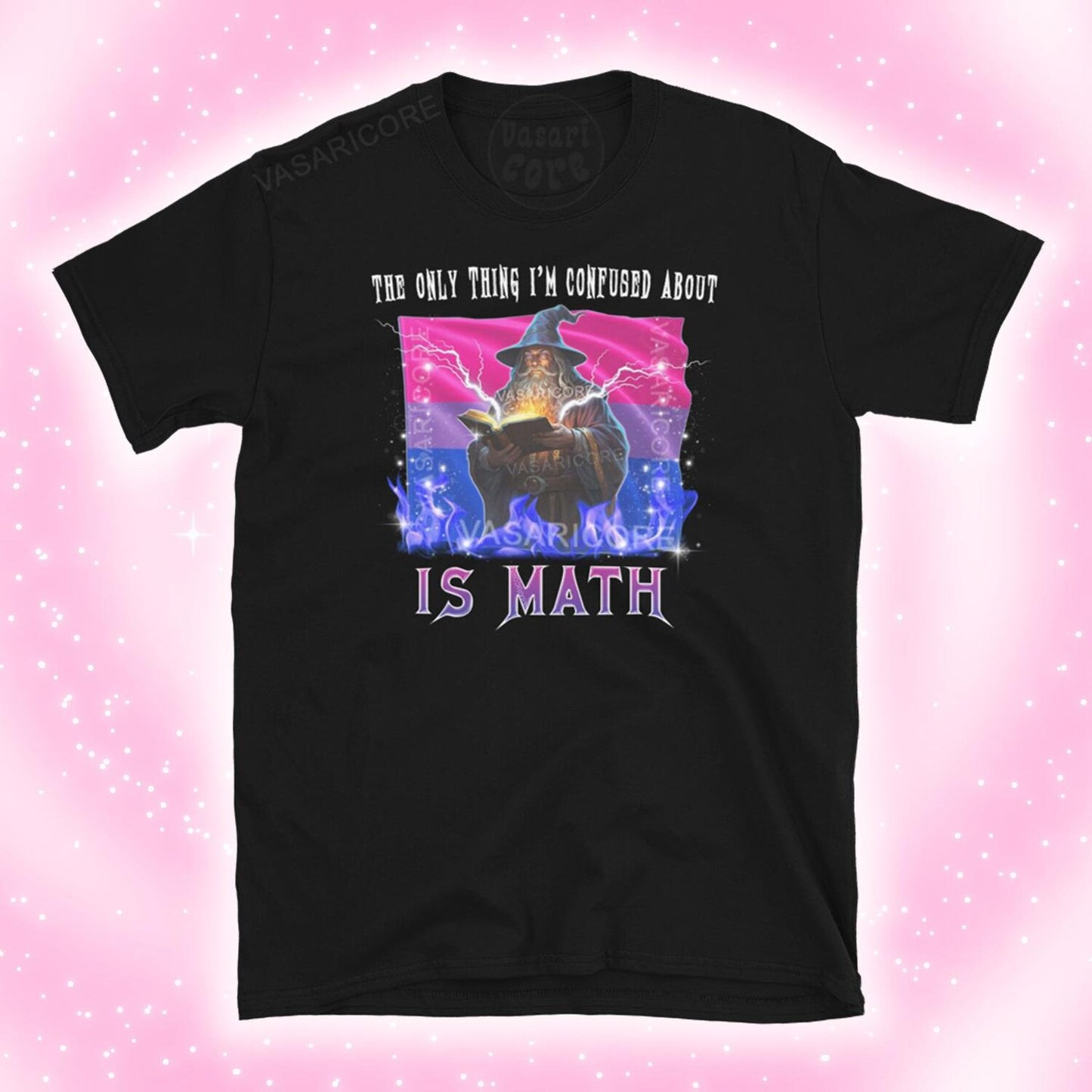 BISEXUAL The Only Thing I'm Confused About is MATH flag bi shirt, funny gay merch t-shirt queer, pansexual, sapphic, WIZARDCORE, heavy metal