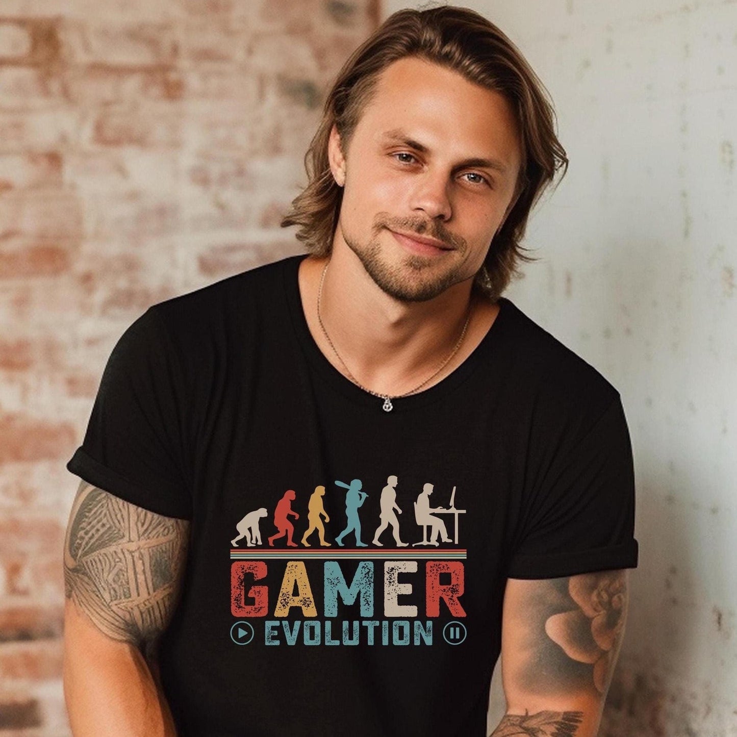 Gamer Evolution Tee, Retro Gamer Shirt, Father's Day Gift, Funny Gaming Tee, Gifts for Him, Gift for brother, Video Games Shirt, Funny Tee