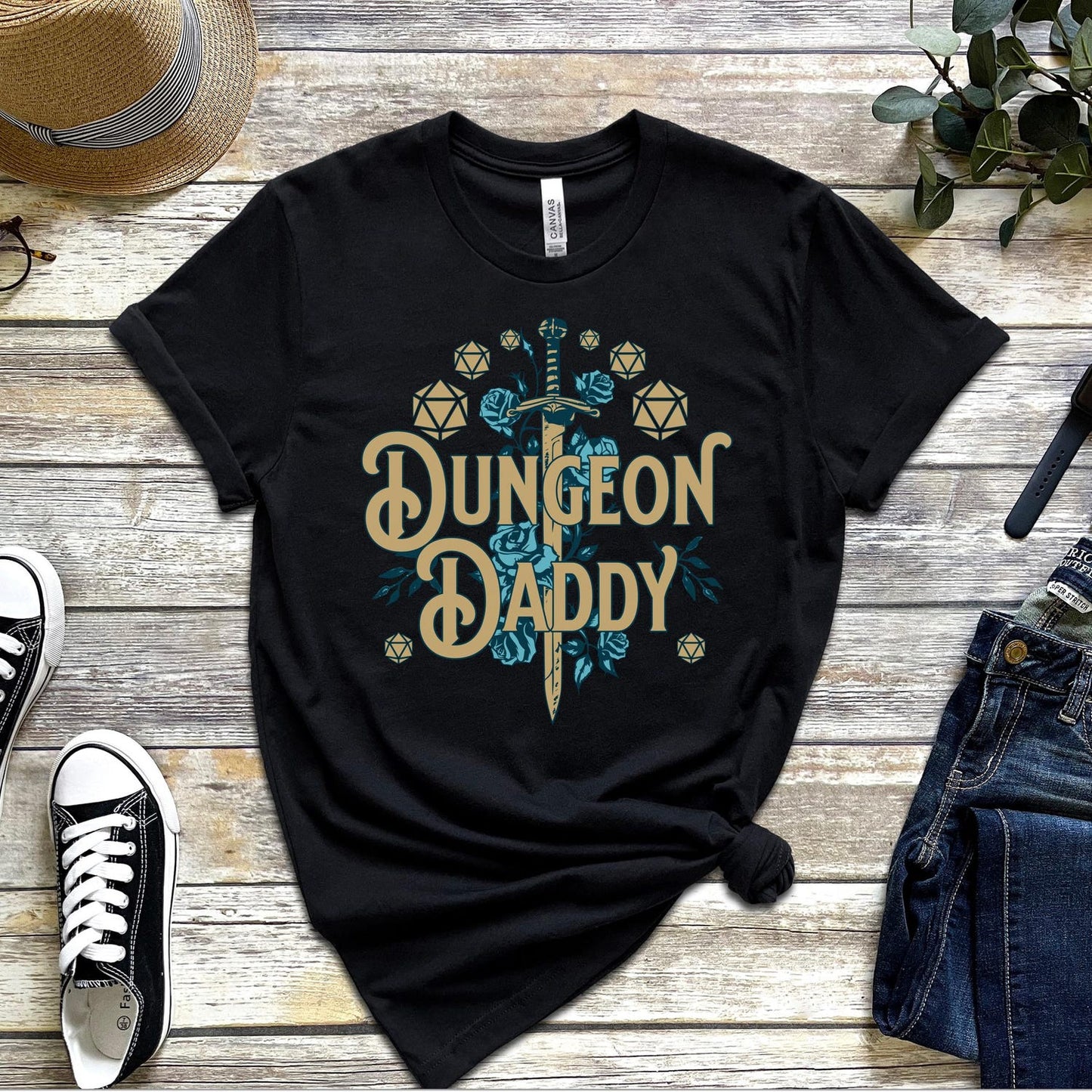 Dungeon Daddy Shirt, Funny Gamer Dad Gift, Dungeon Master TShirt, Retro DnD tee, 20 Sided Dice, Dungeons and Dragons T-Shirt, Gift for nerd