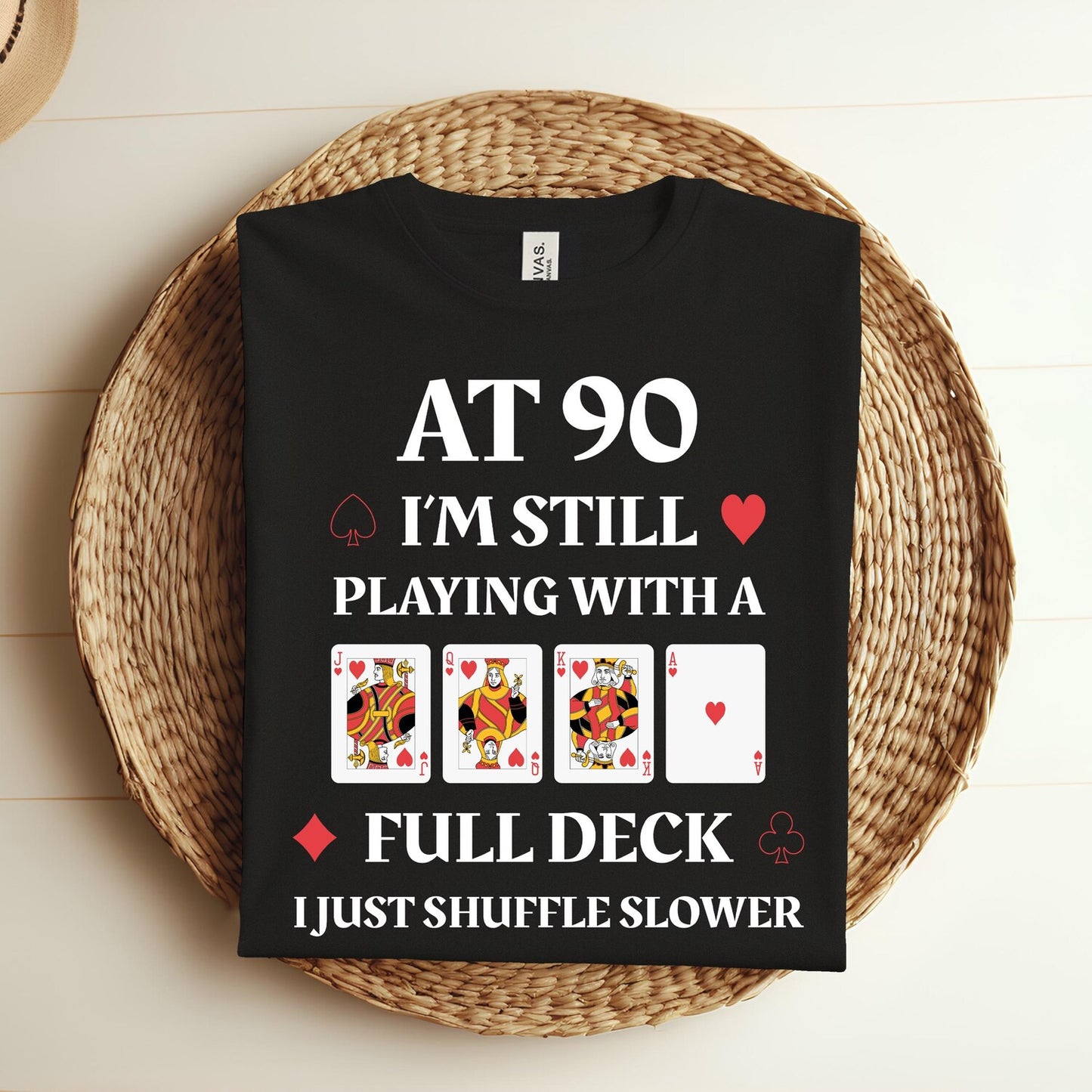 Full Deck Of Cards Birthday T-Shirt | 90th Bday Party Funny Cool T-Shirt | Poker Casino Lover Gift