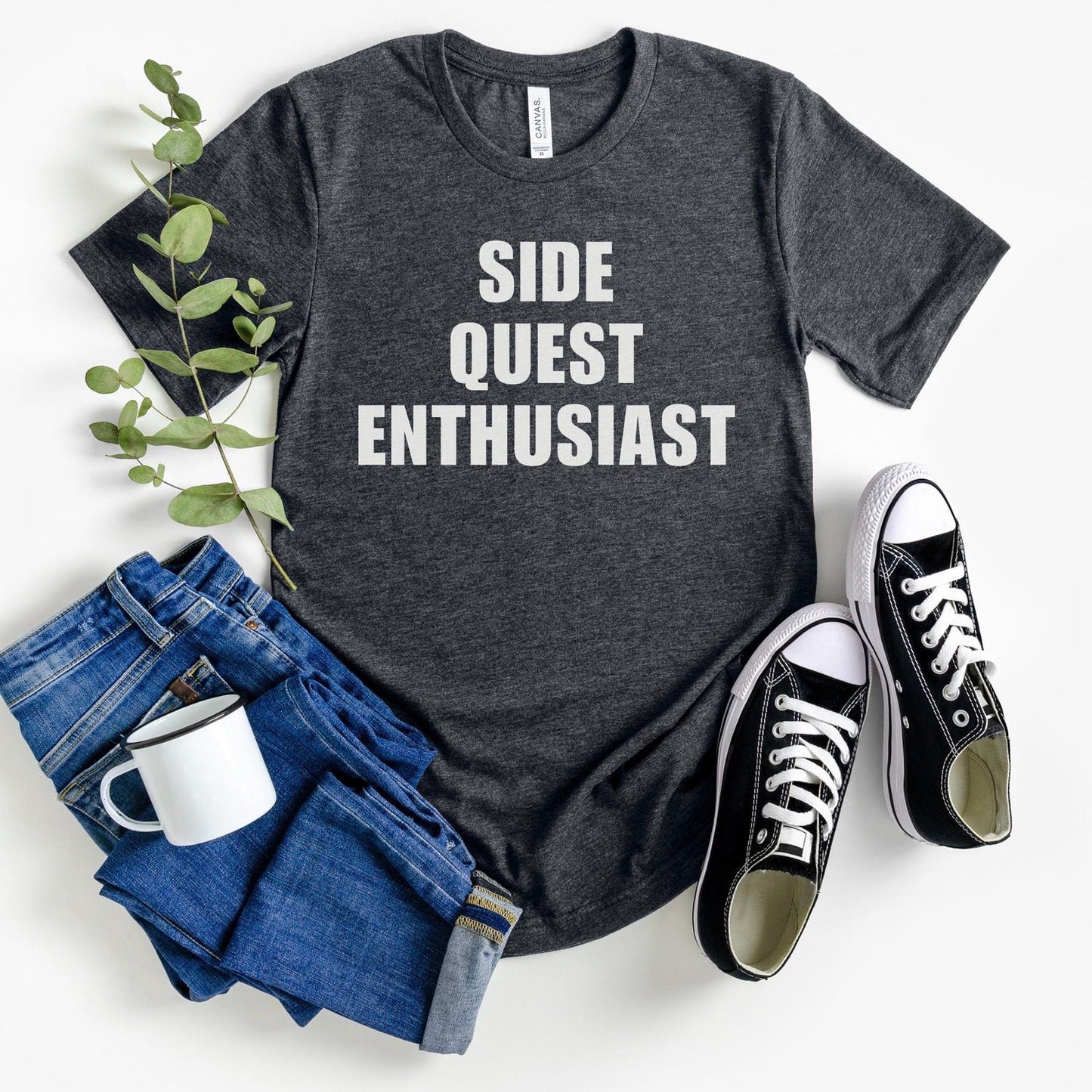 Side Quest Enthusiast T-Shirt | Ironic Procrastinator Gamer T Shirt | NPC Gamer Gift Rave