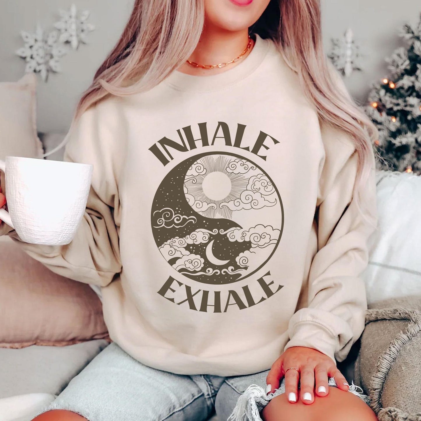 Inhale Exhale Sweatshirt: Yoga Sweatshirt, Inhale Exhale Yin And Yang Sweater Gift