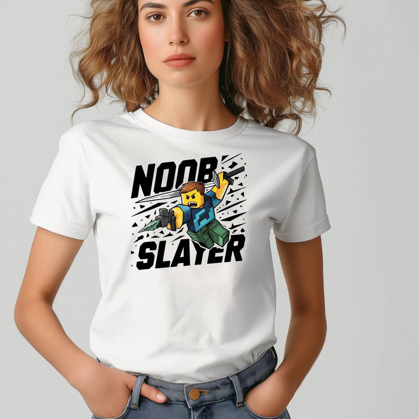 Noob Slayer T-Shirt | Funny Gaming Apparel | Retro Gamer Tee