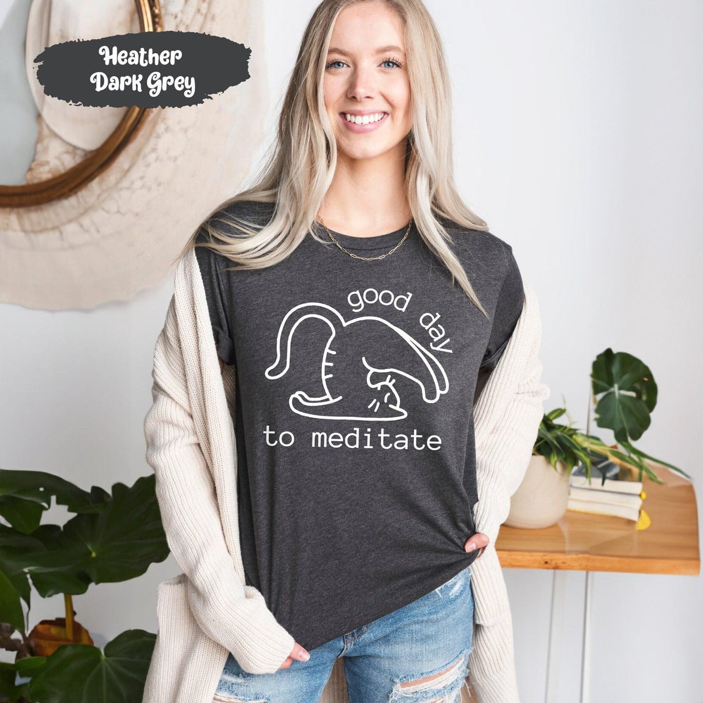 Meditating Cat Shirt: Funny Cat Tshirt, Meditation Shirts Yogi Tshirts Cat T-Shirts Gift