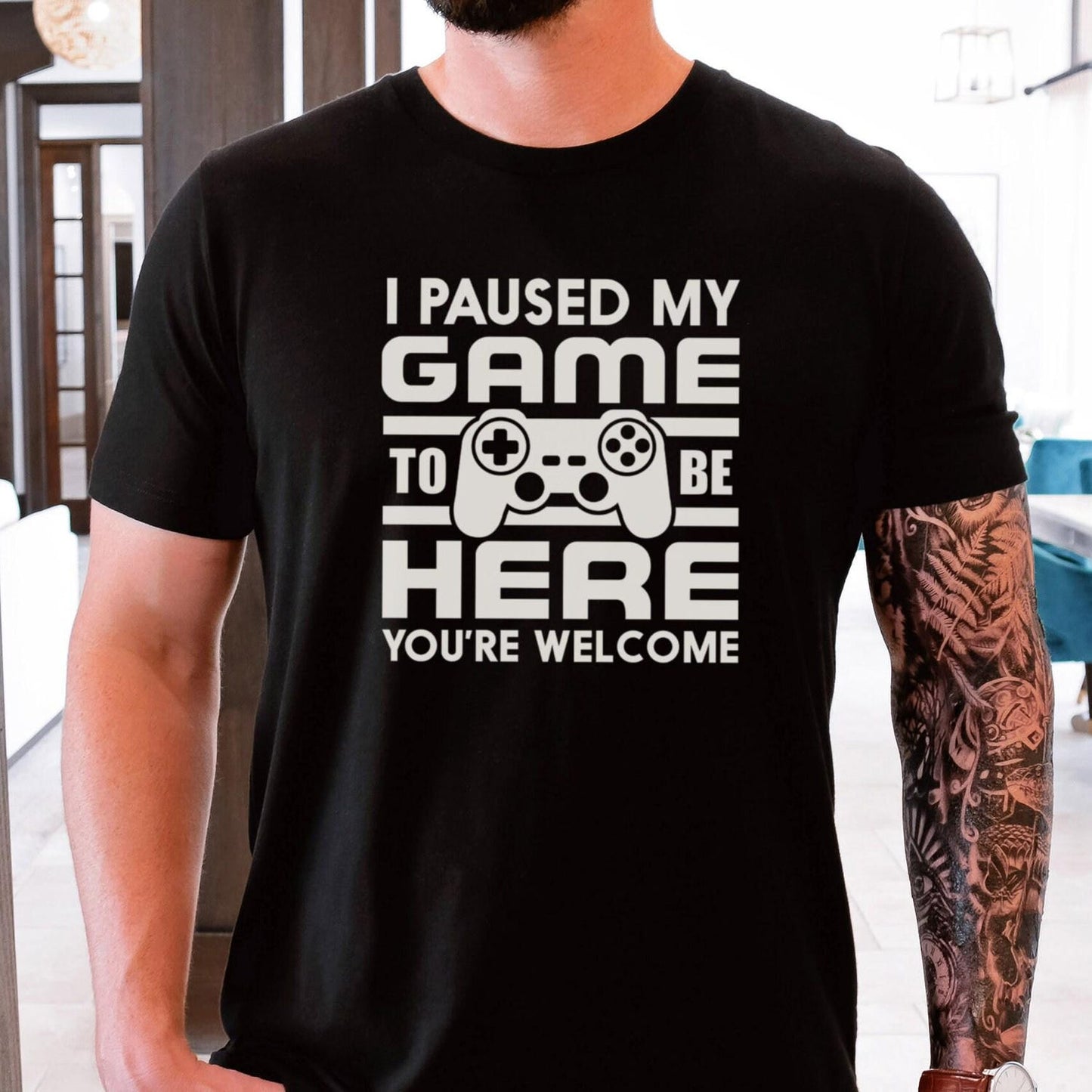 Retro Game Day Funny Gaming Shirt I Paused My Game Humor Fan And Video Game Lovers Gift for Him Unisex Jersey Short Sleeve Tee T-shirt