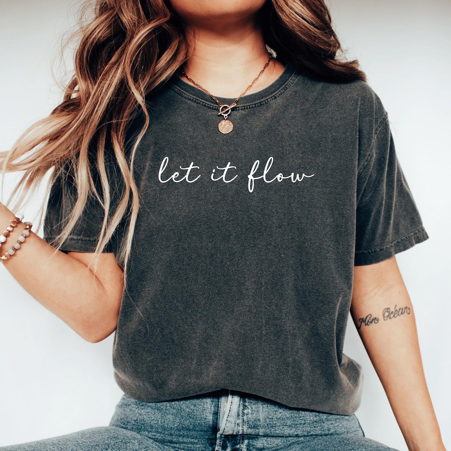 Let It Flow, Mental Health Shirt: Cute Yoga Lover Gift Tee, Relaxing Mindfulness Shirt Gift