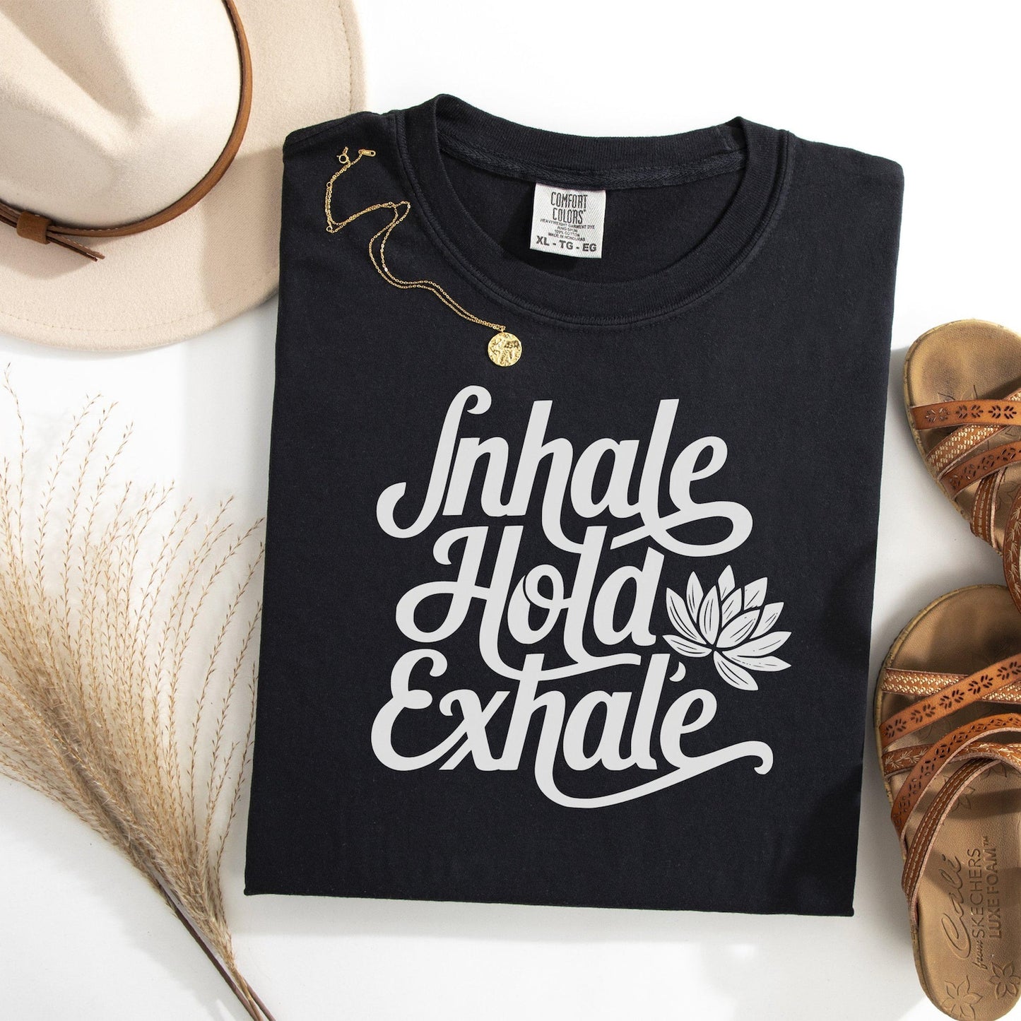Inhale Exhale Yoga T-Shirt: Comfort Colors® Meditation Tee for Calmness