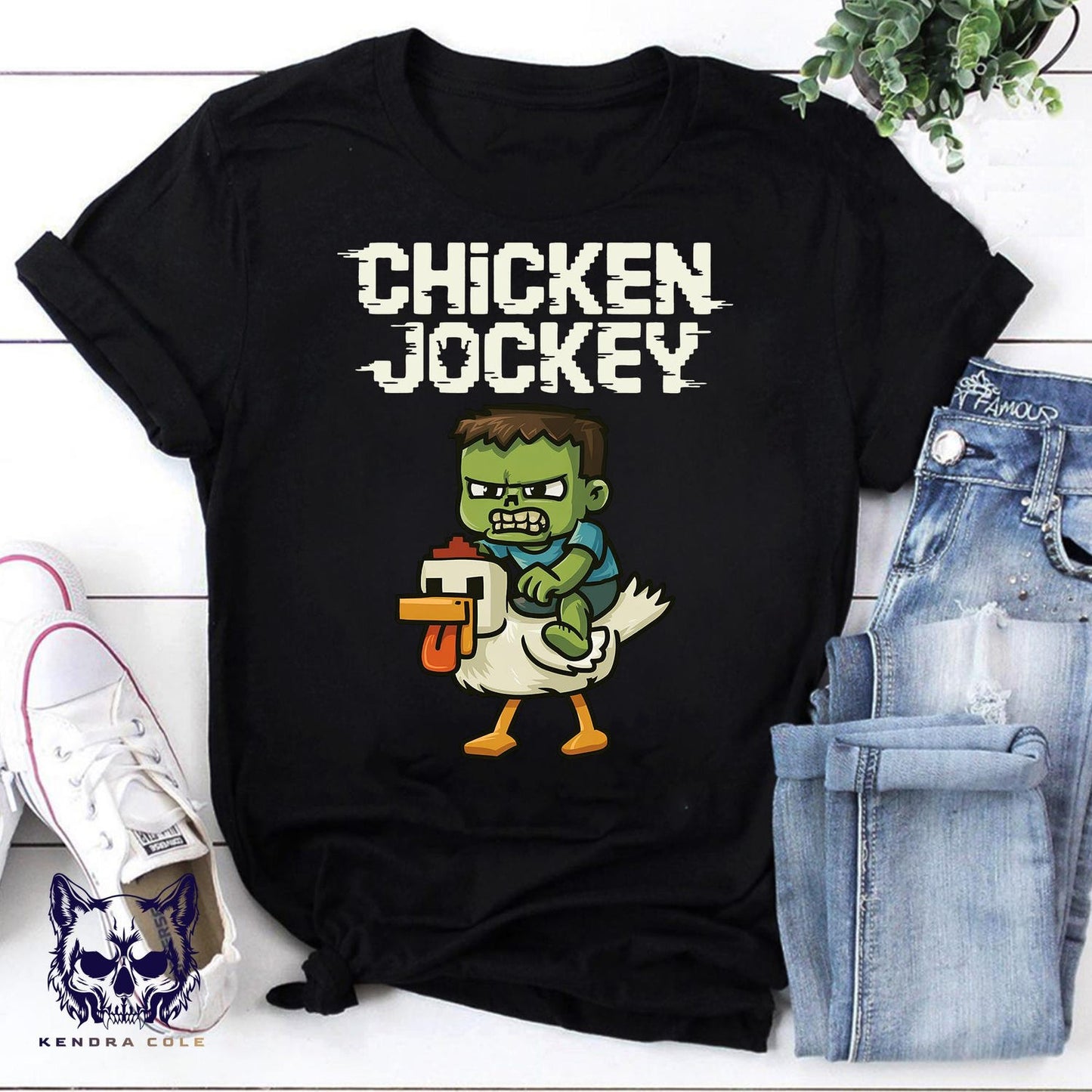 Chicken Jockey Bruh Vintage T-Shirt, Funny Game Character Shirt, Funny Gamer Shirt, Gaming Shirt, Funny Riding Chicken Shirt