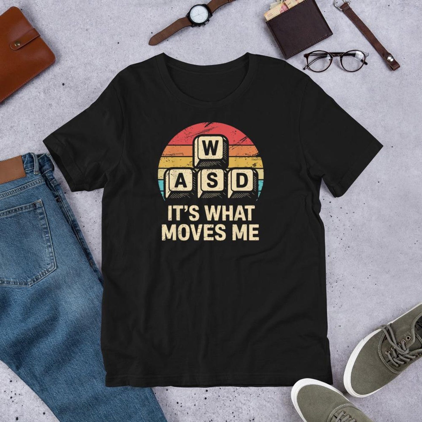 WASD It’s What Moves Me Funny Retro Pc Gamer Computer Nerd T-Shirt