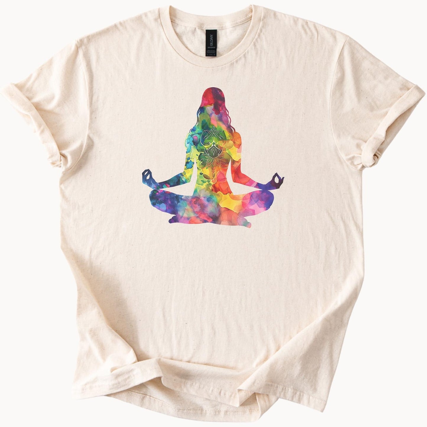 Watercolor Yoga Meditation TShirt Spiritual Lotus Gift Tee