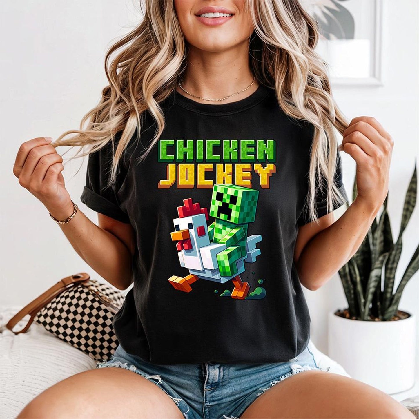Chicken Jockey - Comfort Colors, Funny Farm Animal Tee, Gamers and Animal Lovers tee, Gaming Meme, Chicken Lovers shirt, Quirky Gamer Tee