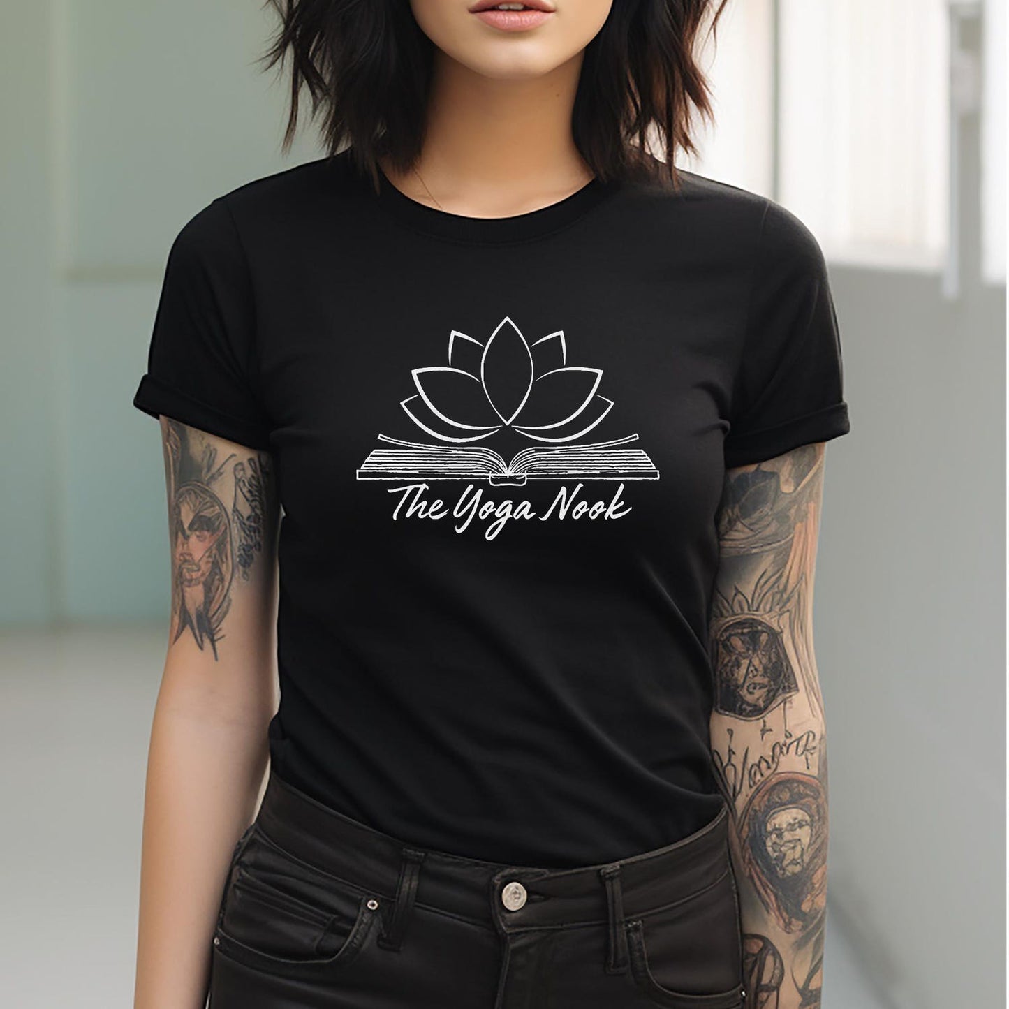 The Yoga Nook Shirt | Lotus Flower Open Book Graphic Mindfulness Reading Lover Spiritual Zen Relaxation Tee Gift