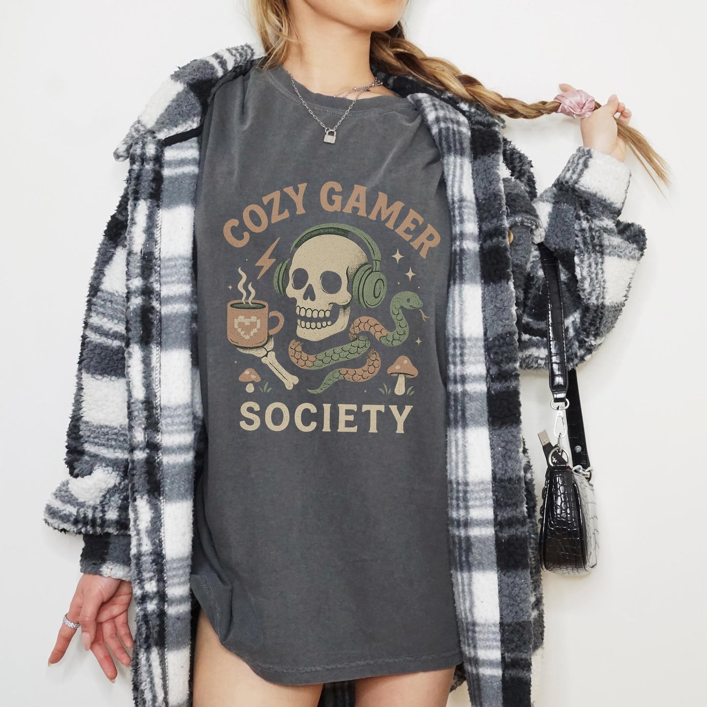 Cozy Gamer Society Shirt | Funny Skull Gaming Tee | Aesthetic Comfort Colors Gift