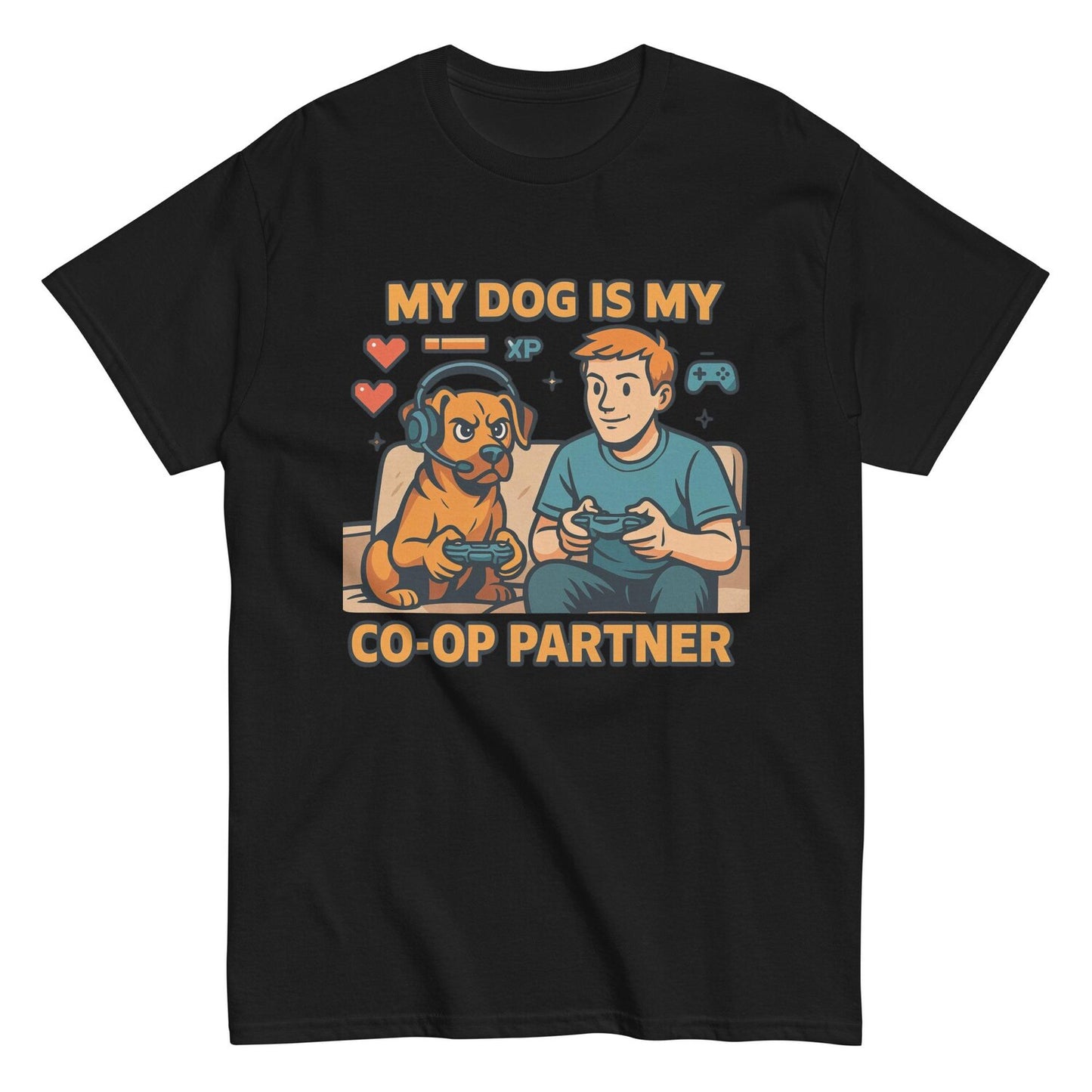Funny Dog Gamer Shirt - My Dog Is My Co-Op Partner - Gaming Pet Lover Tee - Dog and Gamer Gift - Multiplayer Best Friend T-Shirt