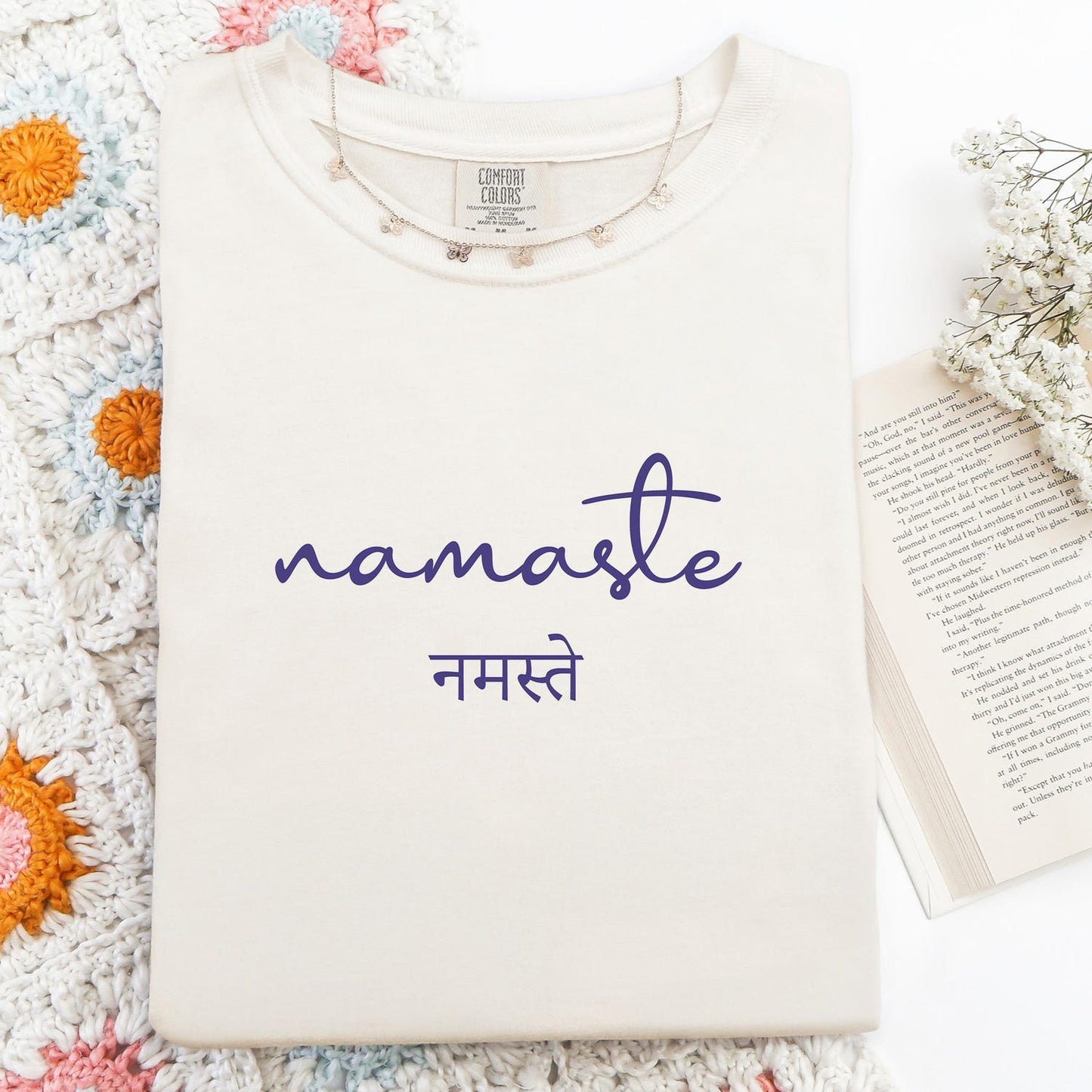 Namaste Comfort Colors T-Shirt: Yoga Boho Tee, Inspirational Zen Mindfulness Wellness Shirt Gift