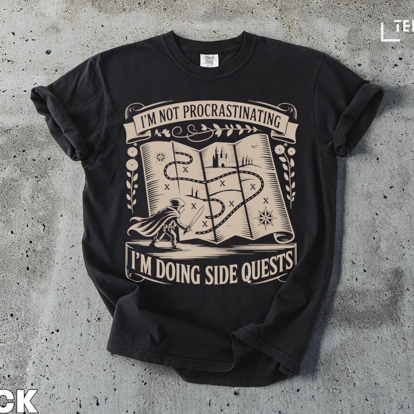 Side Quests Gamer T-Shirt | Funny RPG Map Tee | Retro Gaming Apparel