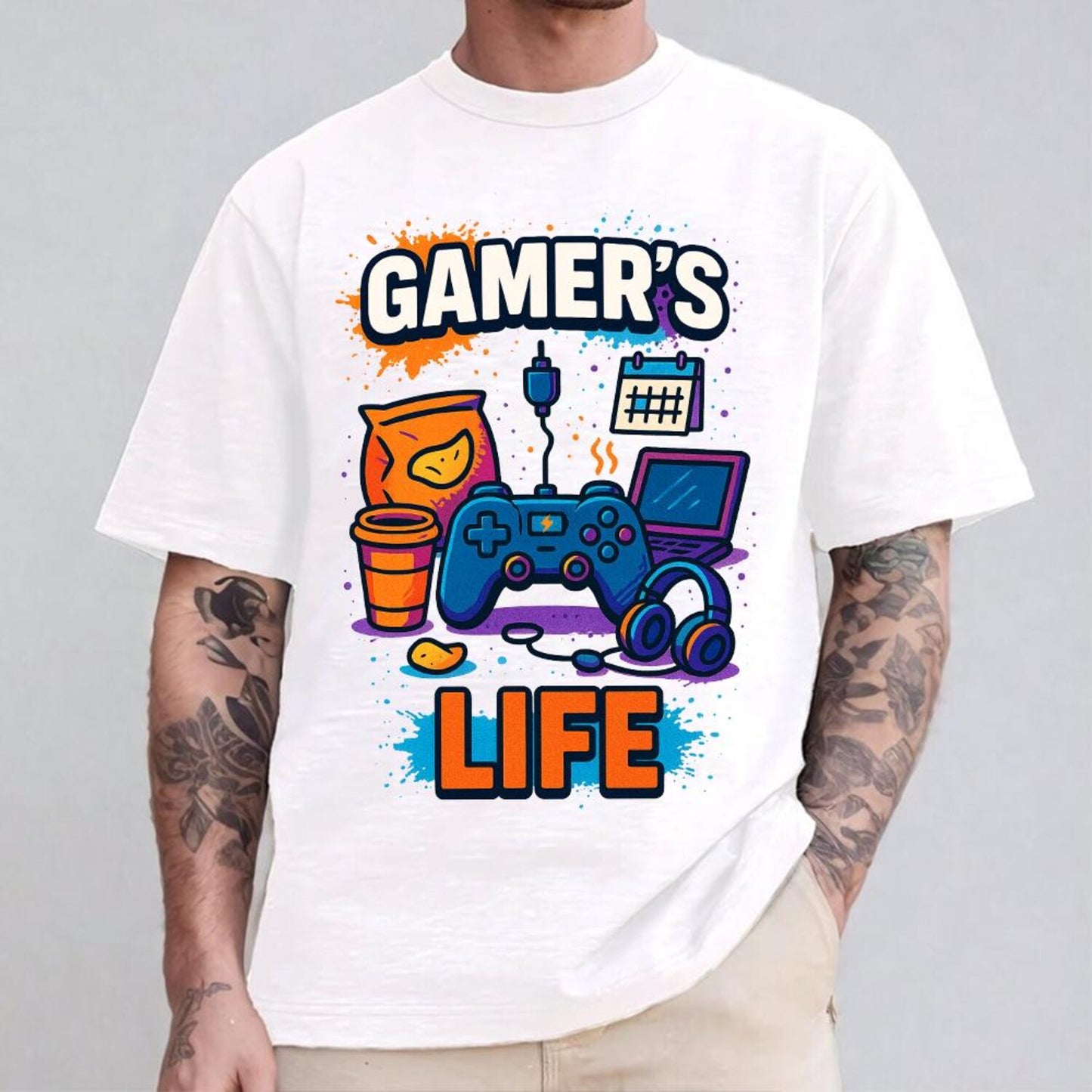 Neon Gamer Shirt | Game Controller Shirt | Funny Daddy Gamer Father's Day Gift