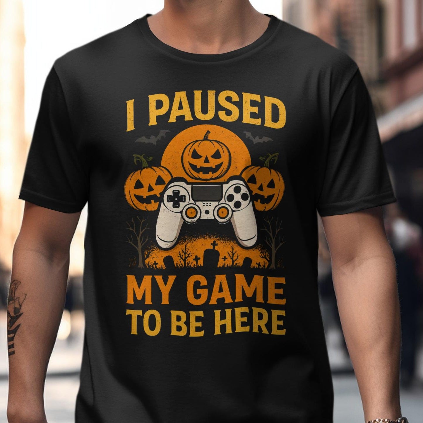 Halloween Gamer T-Shirt, I Paused My Game Tee, Funny Halloween Shirt, Pumpkin Gaming Shirt, Spooky Gamer Gift, Gamer Halloween T-Shirt