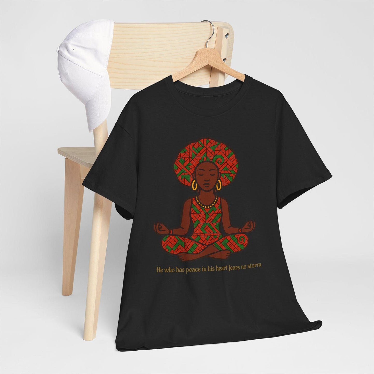 Afrocentric Spiritual Yoga Tee | African Woman Meditation Inner Peace Shirt