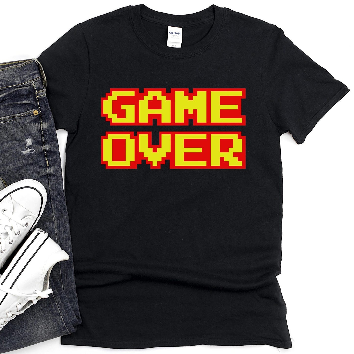 Pixel Art Game Over T-Shirt | Retro Gaming Tee | Unisex Gamer Shirt