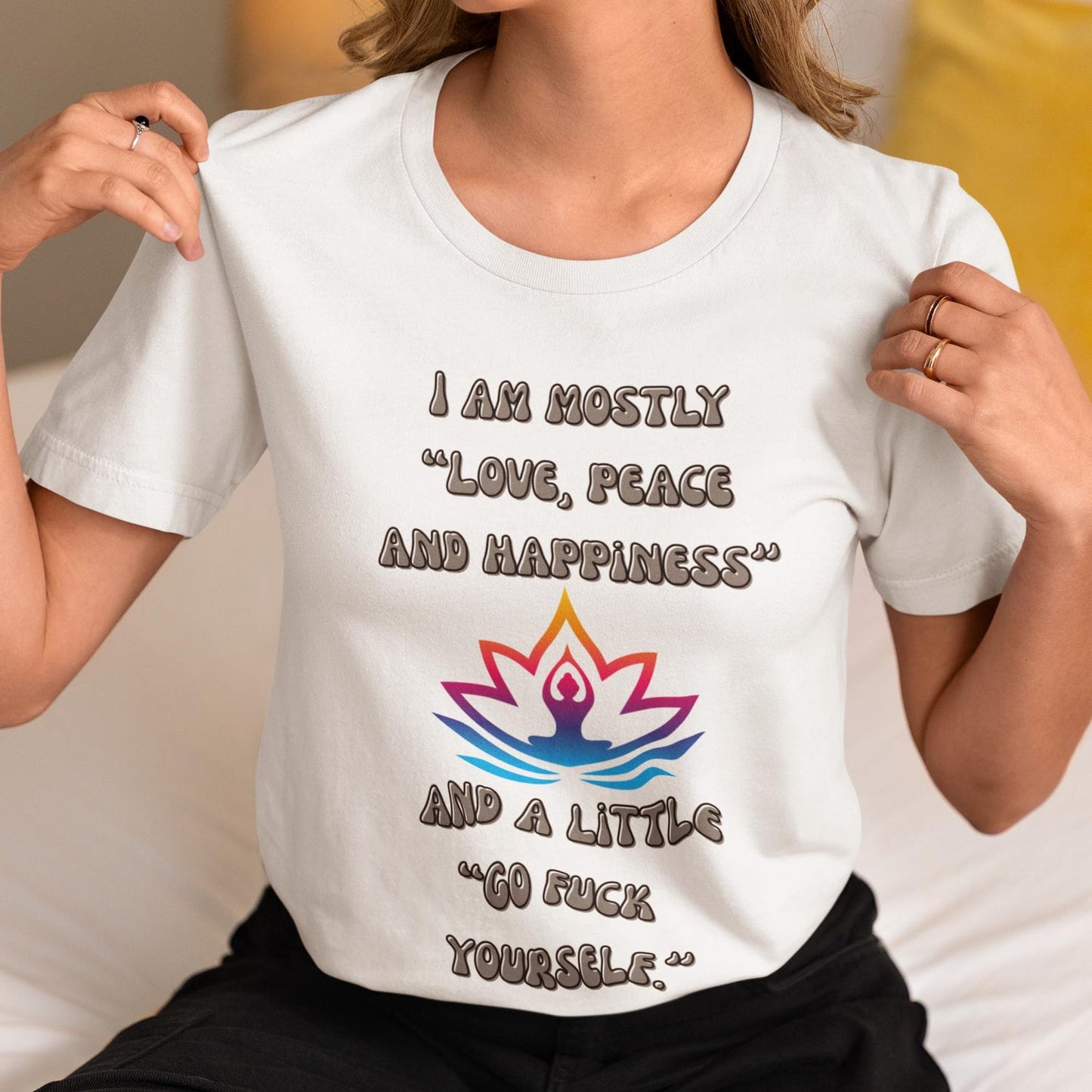 Funny Yoga T-Shirt | Sarcasm Positive Vibes Meditation Fun Tee Gift Enthusiast Casual Wear