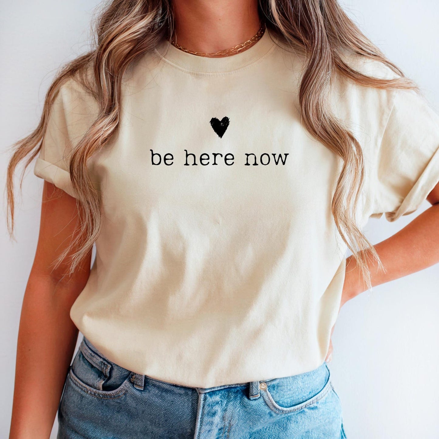 Be Here Now Shirt: Mindfulness Tee, Spiritual Quote T-Shirt, Minimalist Yoga Top Gift