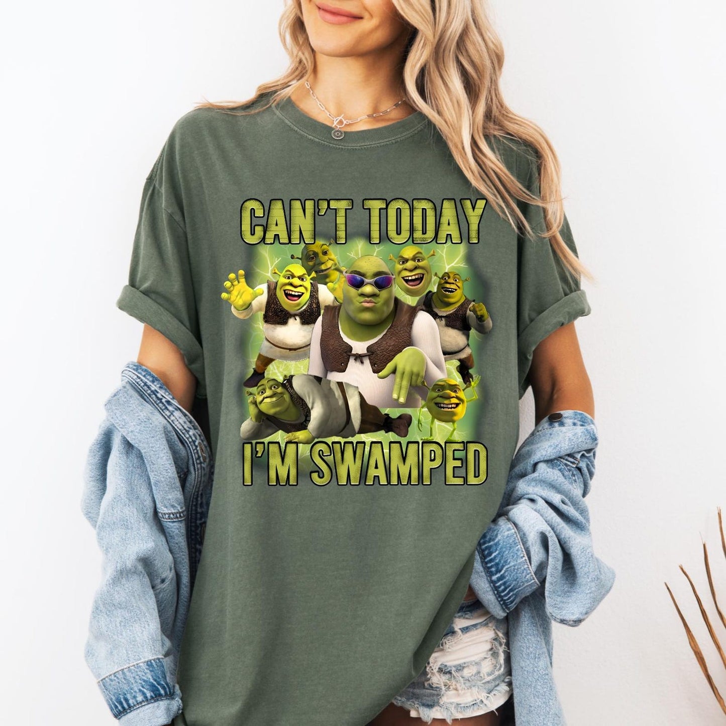Shrek Can't Today I'm Swamped Shirt | Funny Shrek Trending Meme Fiona Face Tee