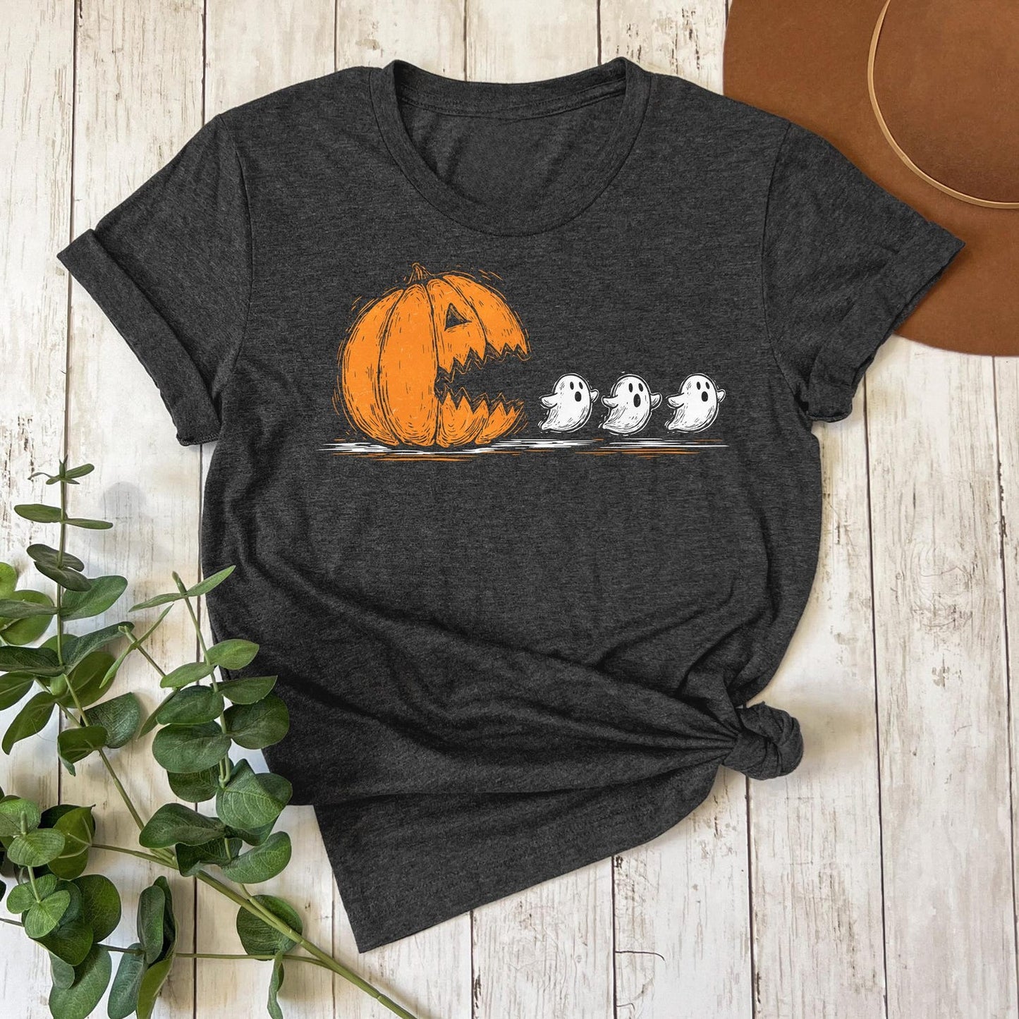 Halloween Pumpkin Eating Ghost Shirt, Funny Kids Halloween Shirt,Halloween Gamer Gift,Halloween Party Tee,Pumpkin Pac Man Shirt,Spooky Ghost
