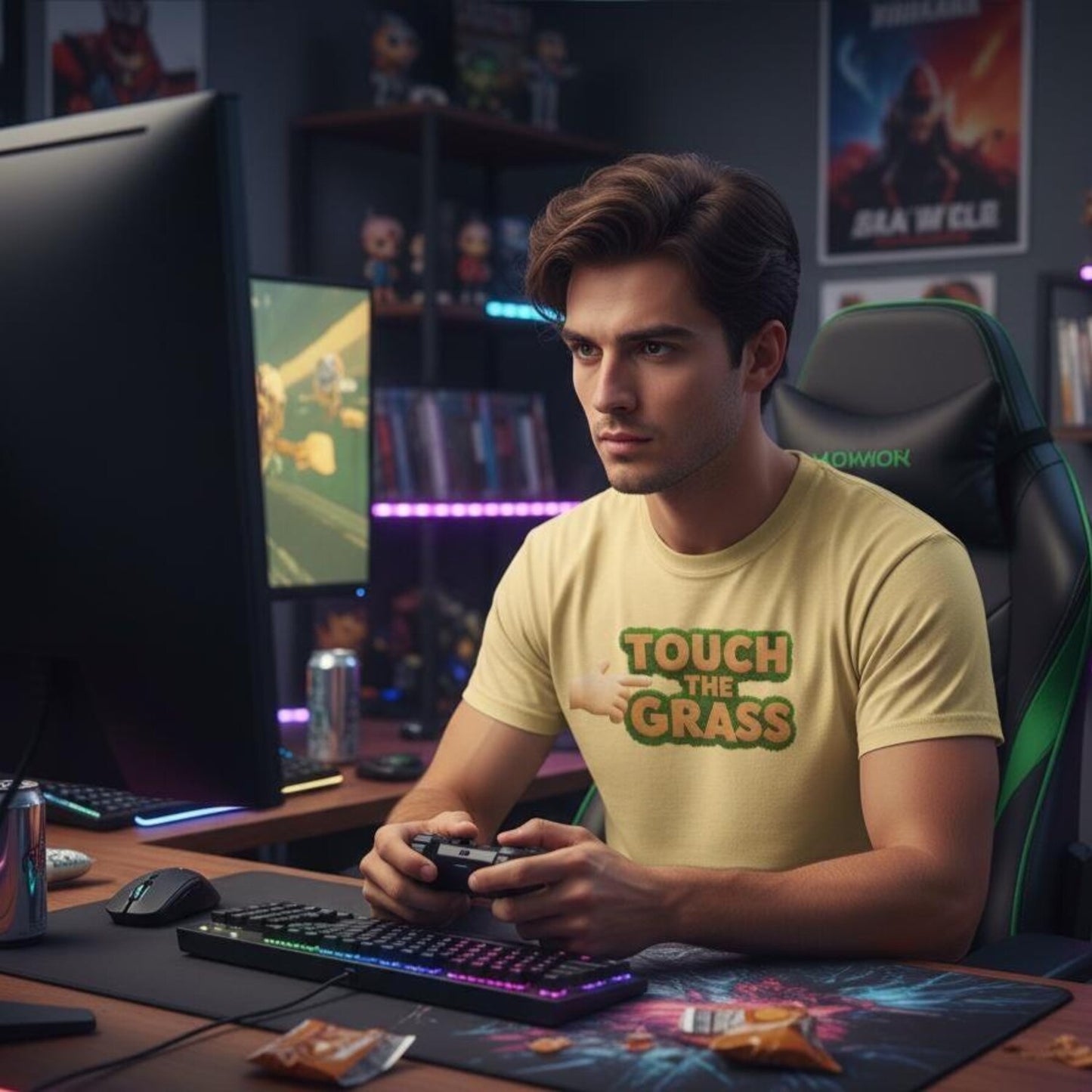 Touch The Grass T-Shirt | Funny Geeky Video Game Humor Tee