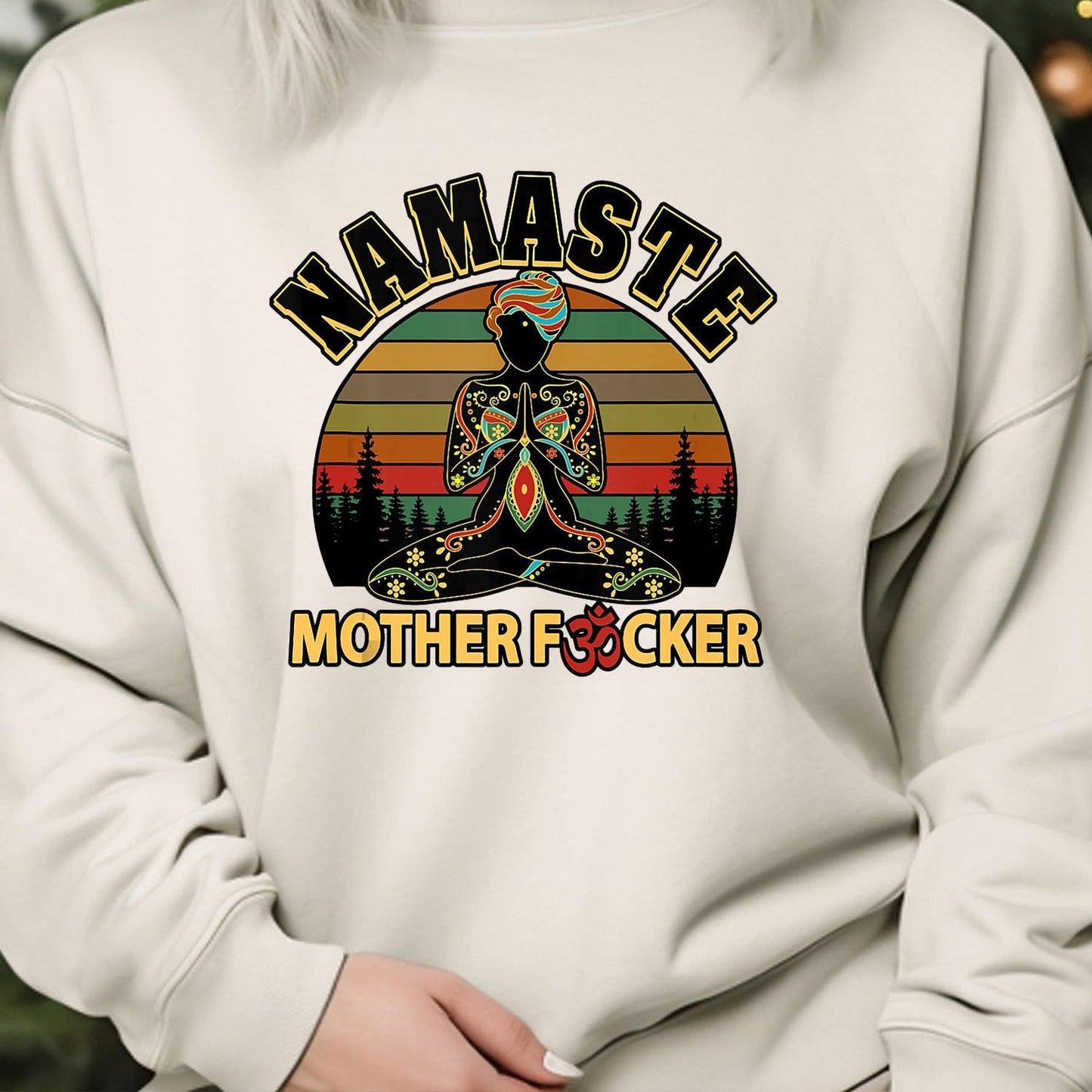 Funny Yoga Humor Namaste Mother Fucker Peace Love T-Shirt Sweatshirt Hoodie Tote Bag Tee