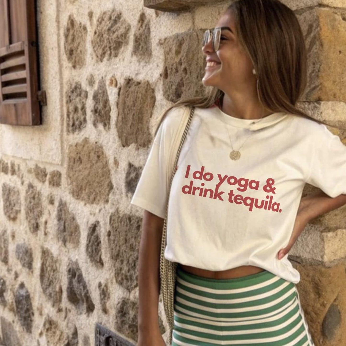 I Do Yoga and Drink Tequila Shirt: Funny Tequila Lover Tee Pilates Margarita Top Gift