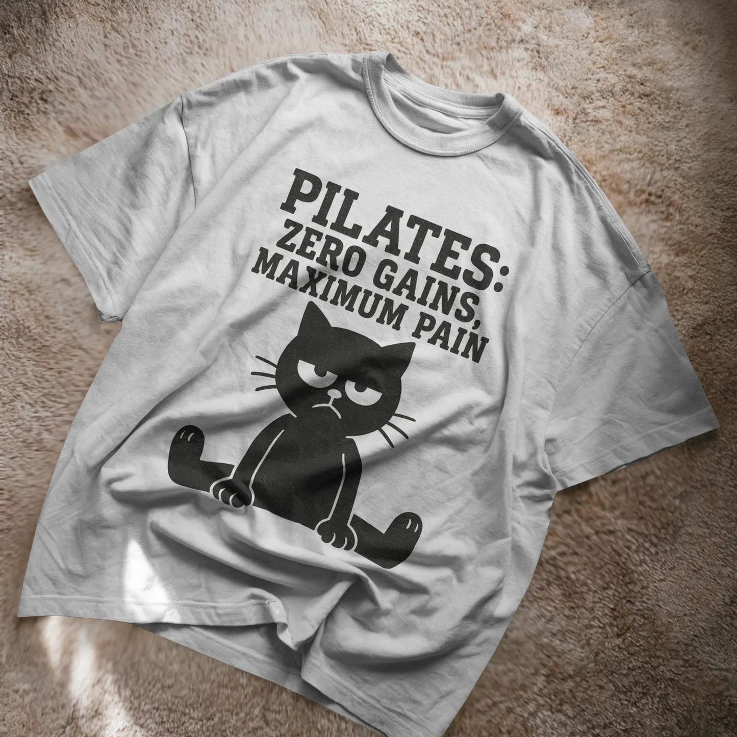 Funny Cat Lover Unisex Tee: Black Cat T-Shirt for Gym & Pilates Enthusiasts Gift