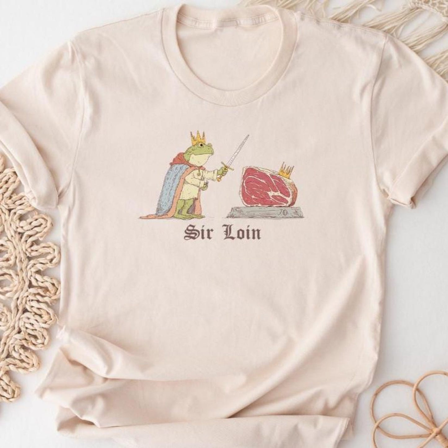 Funny Frog King T-Shirt: Sir Loin Meat Knight Graphic Tee Gift