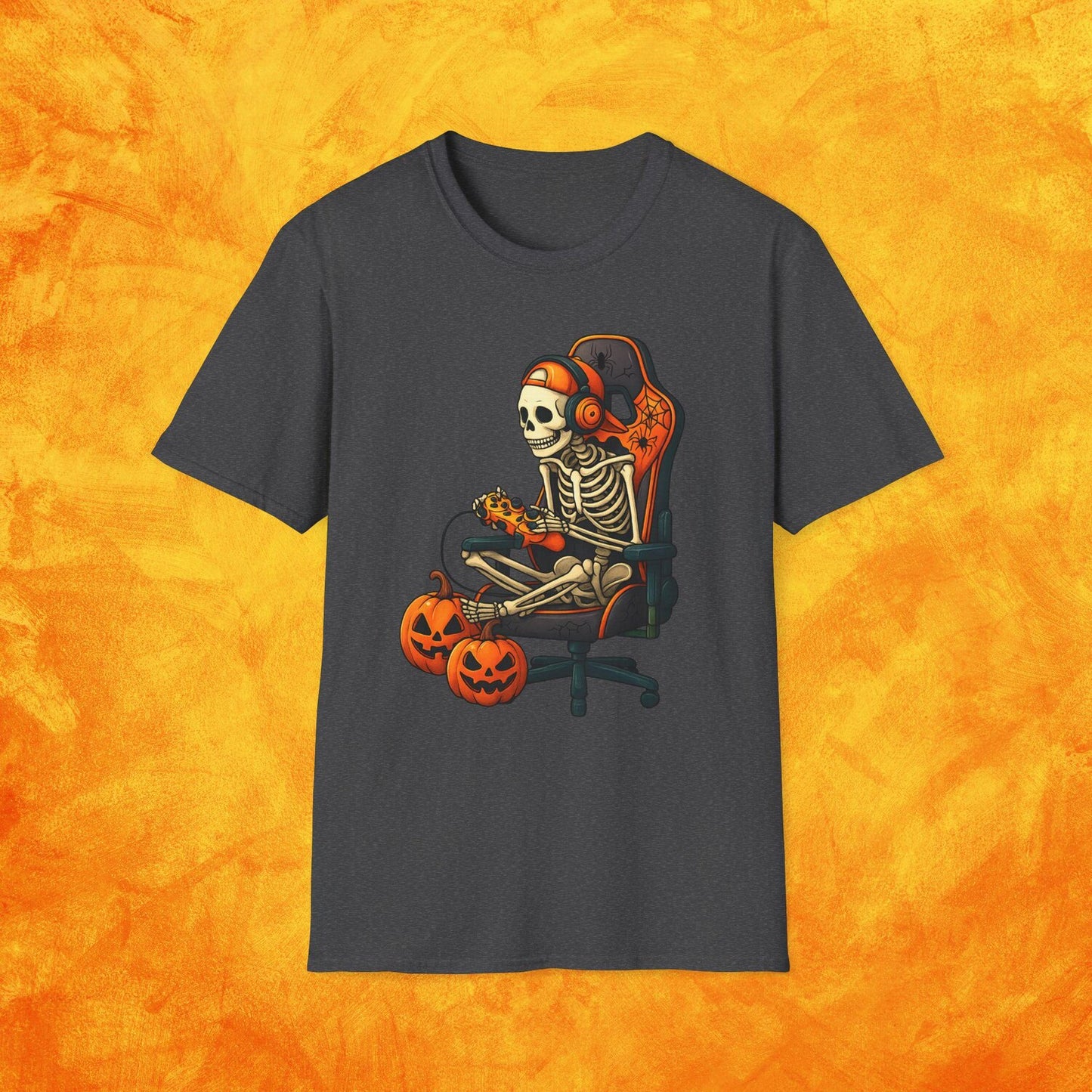 Halloween Gamer Skeleton T-Shirt: Spooky Video Game Tee