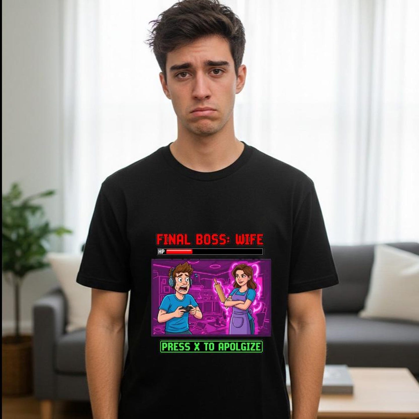 Funny Gamer T Shirt My Wife is the Final Boss Tee Gift for Husbands Gamer Couples Unisex Apparel Gaming Humor Wife Power