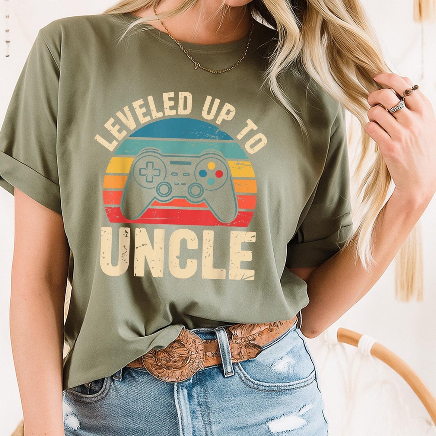 Leveled Up Uncle Gamer T-Shirt: Funny Gift for Gaming Enthusiasts