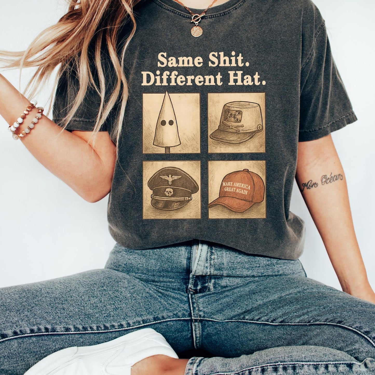 Same Shit Different Hat Shirt | Anti Trump Political Tee | Dark Humor Statement Sweatshirt