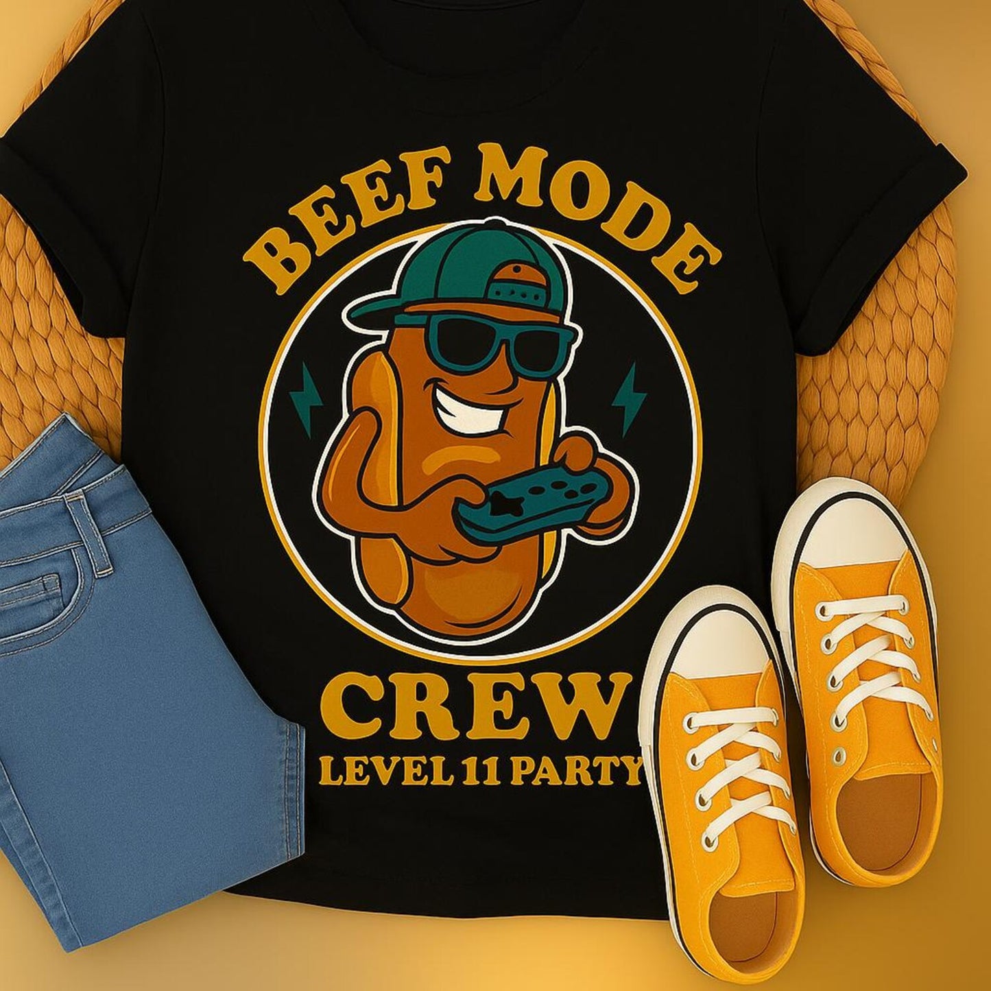 Beef Mode T-Shirt | Funny Gamer Shirt | Unisex Tee Video Game Gift