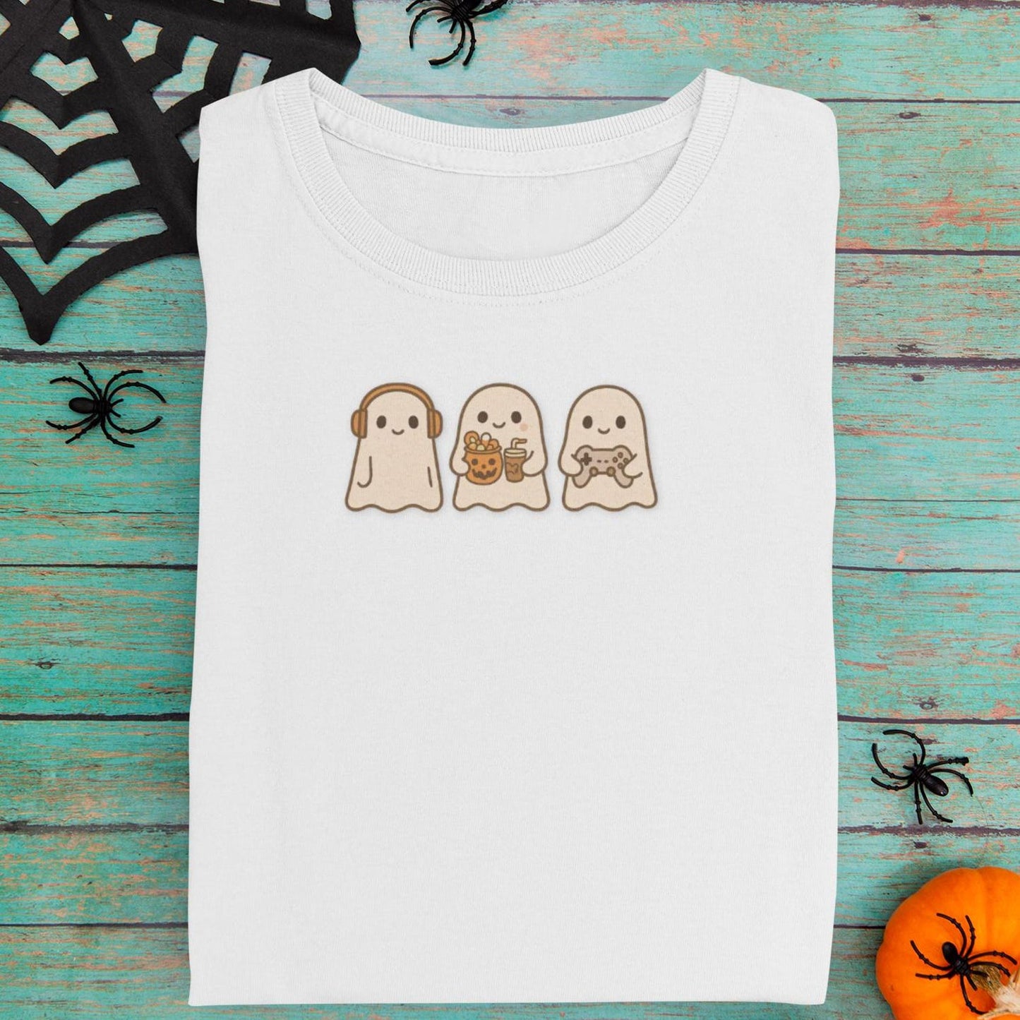 Cute Gamer Ghosts, Funny Halloween Tee, Unisex Heavy Cotton T-Shirt, Gamer Gift, Casual Everyday Wear