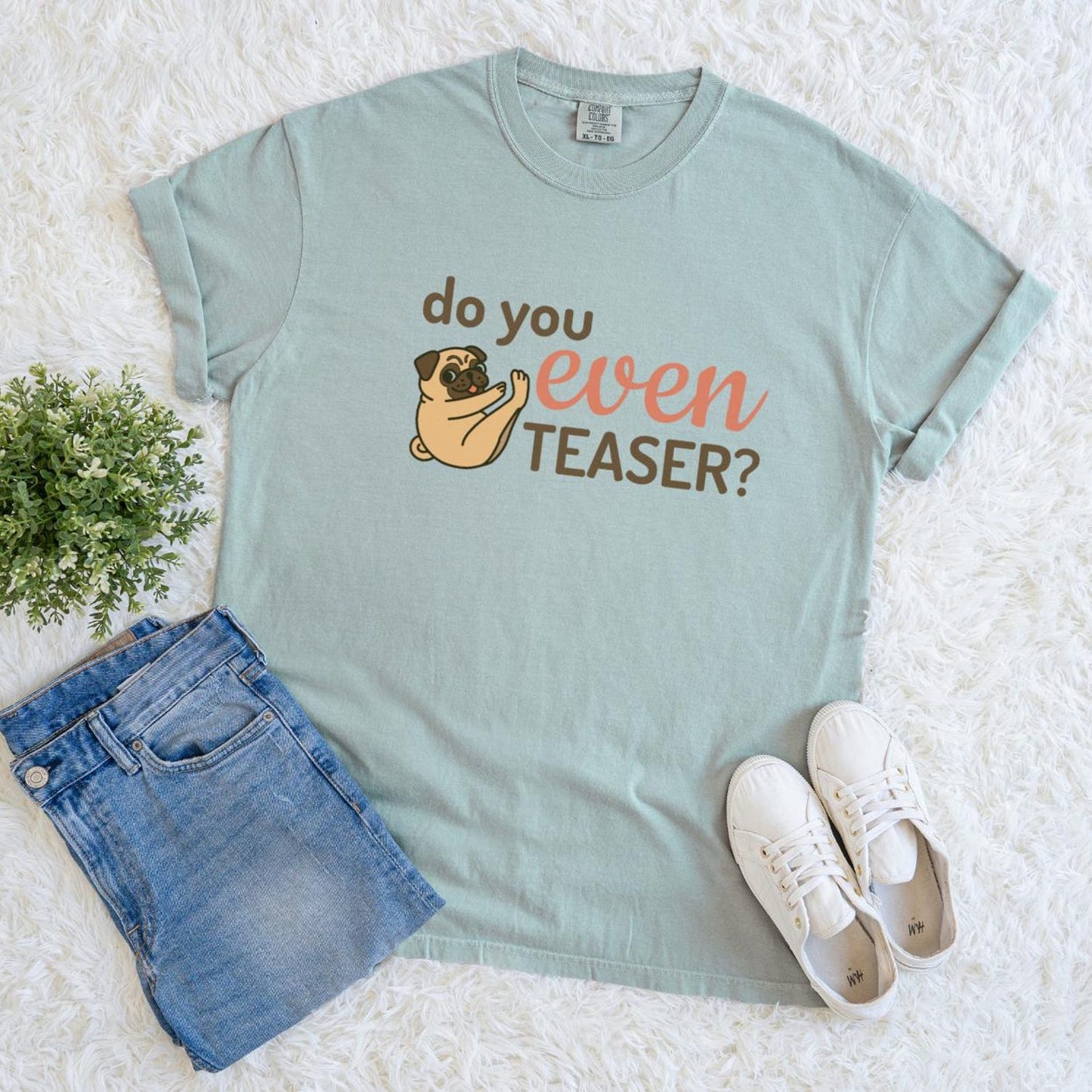 Funny Pilates Shirt with Dog Graphic: Cartoon Pug Tee 'Do You Even Teaser' Cotton Gift