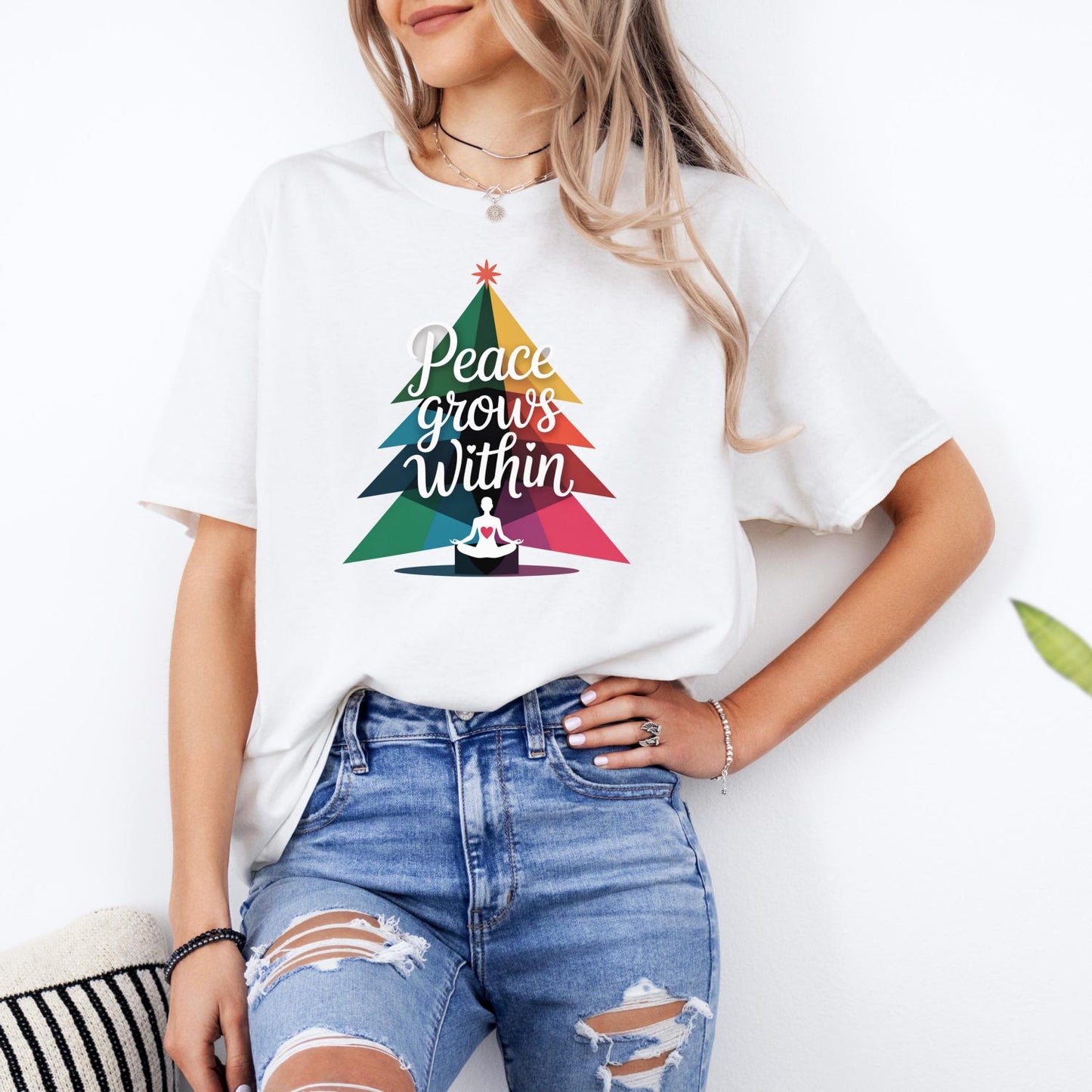 Peace Grows Within Christmas Shirt, Mindful Holiday Tee, Calm Xmas Gift