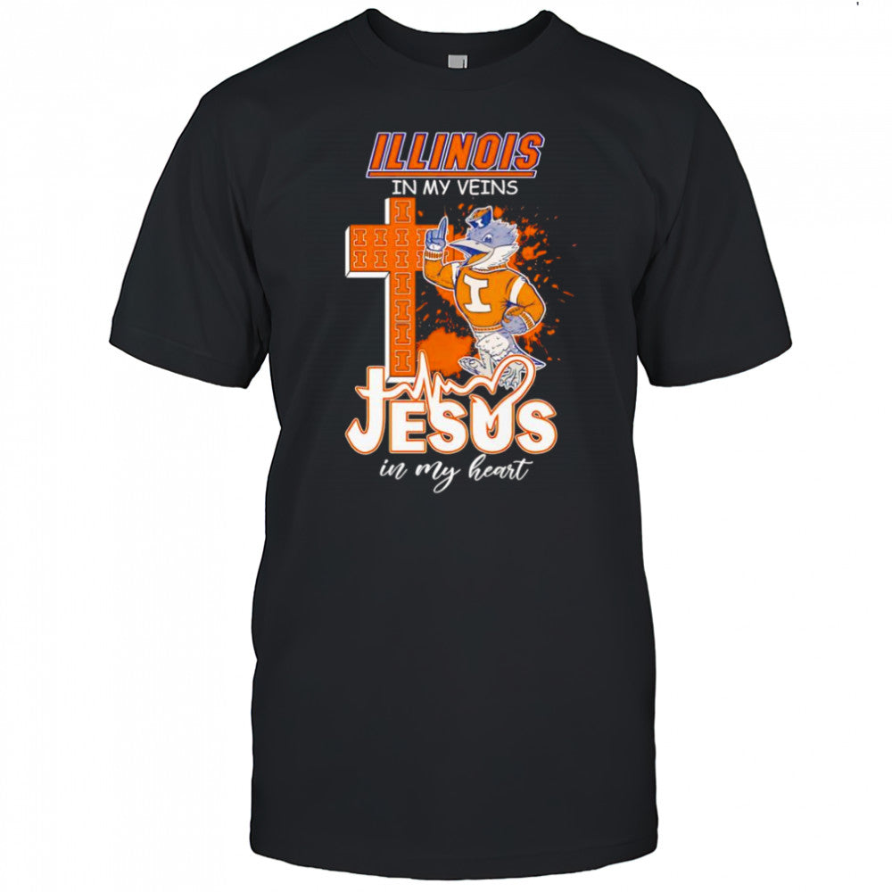 Illinois in my veins Jesus in my heart mascot shirt