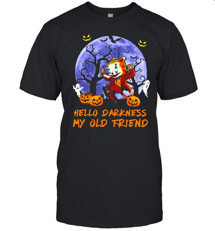 Joker Cat Hello Darkness My Old Friend Halloween T shirt