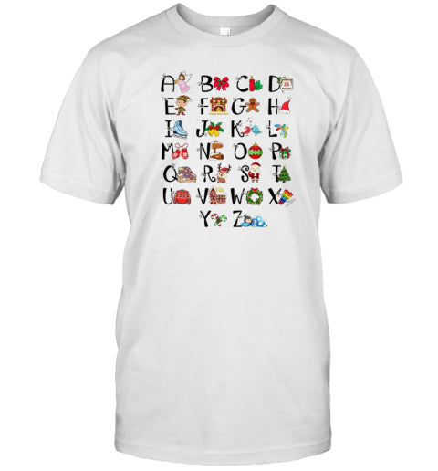 Learn The Alphabet With Christmas Teacher T Shirt