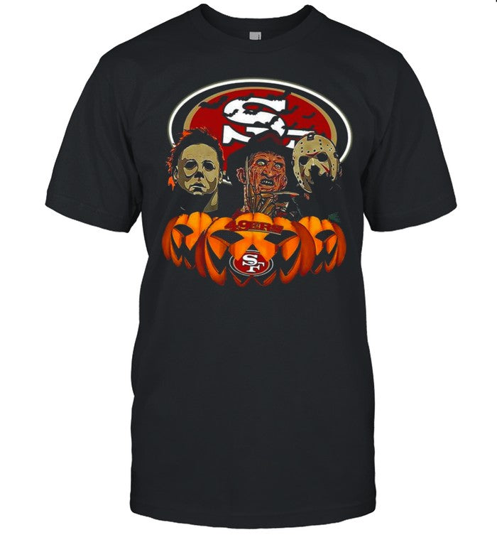 Michael Myers Freddy Krueger Jason Voorhees San Francisco 49ers Halloween shirt