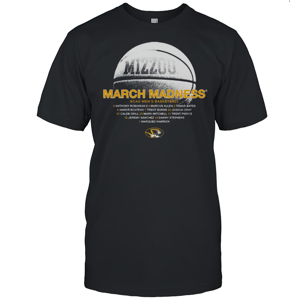 Missouri Tigers NCAA Mens Basketball March Madness 2025 Anthony Robinson Marcus Allen Tamar Bates Roster T shirt